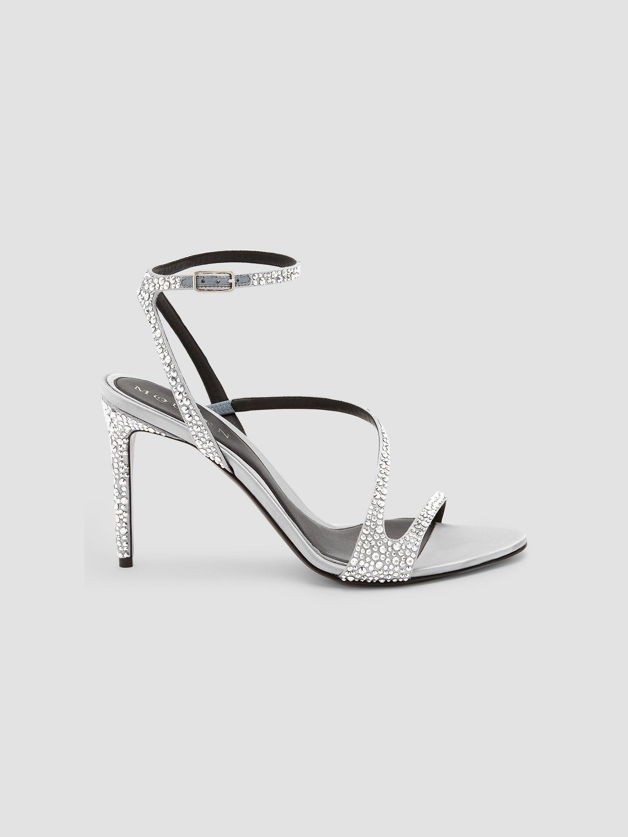 McQueen Women's Skull 90MM Embellished Strappy Sandals - Silver | Thumbnail 9