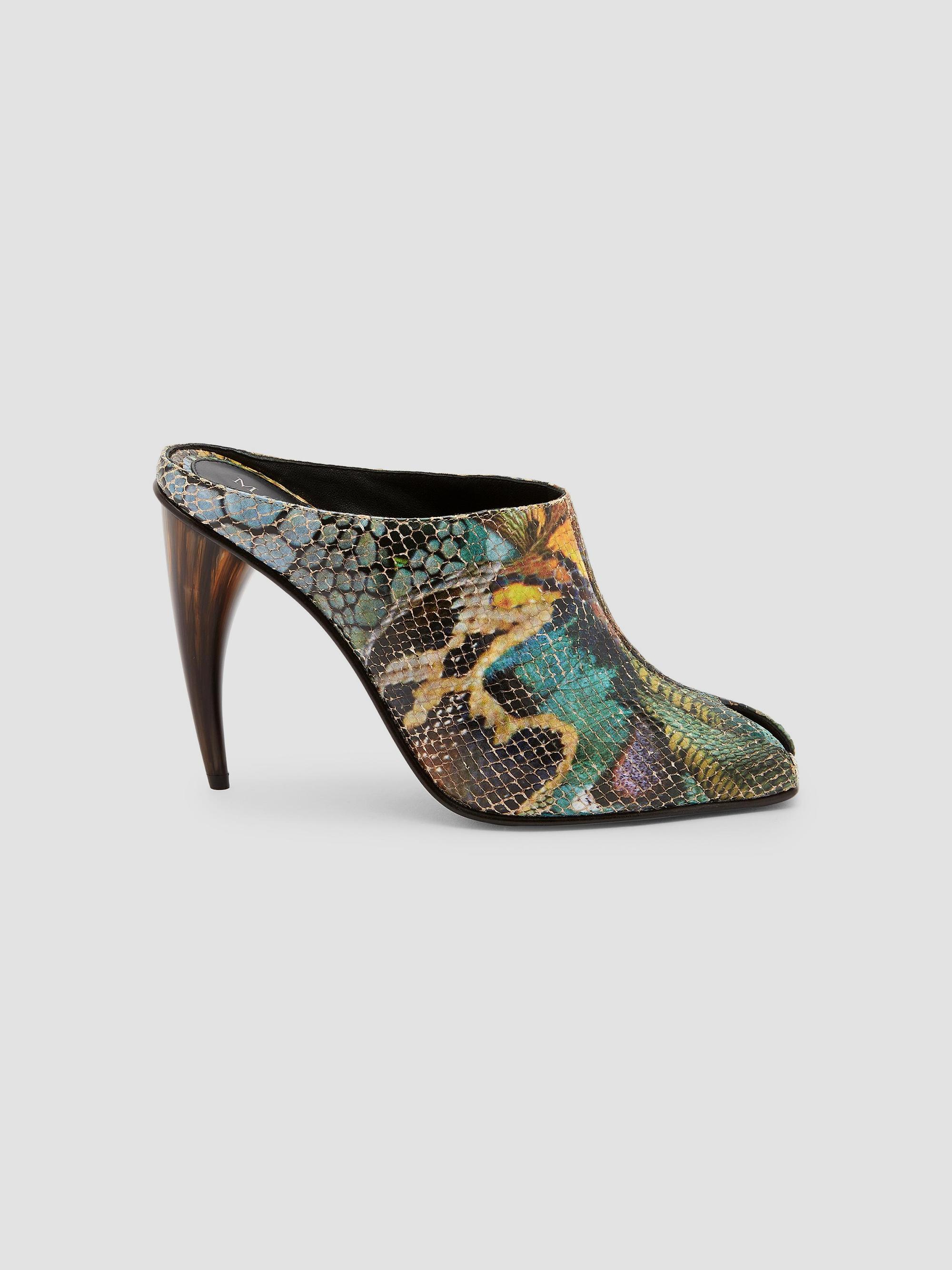 McQueen Women's Horn 105MM Embossed-Leather Peep Toe Mules | Thumbnail 8