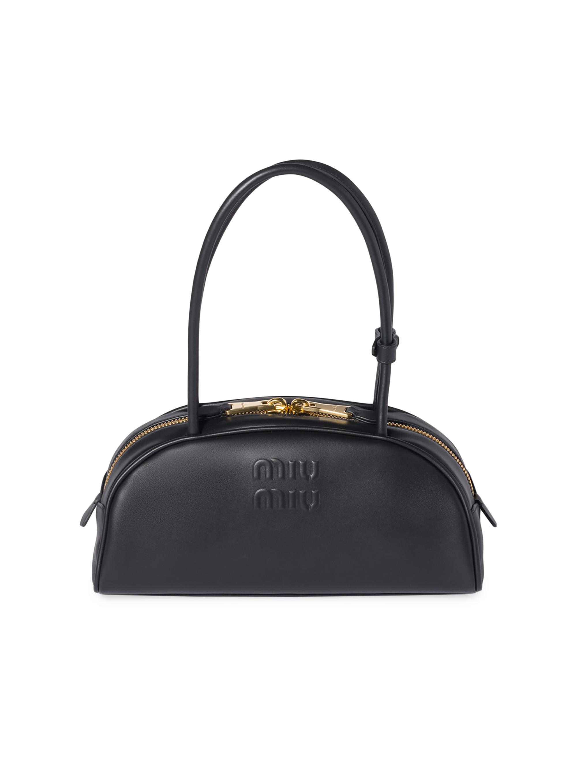 Miu Miu Women's Beau Leather East West Top Handle Bag - Black