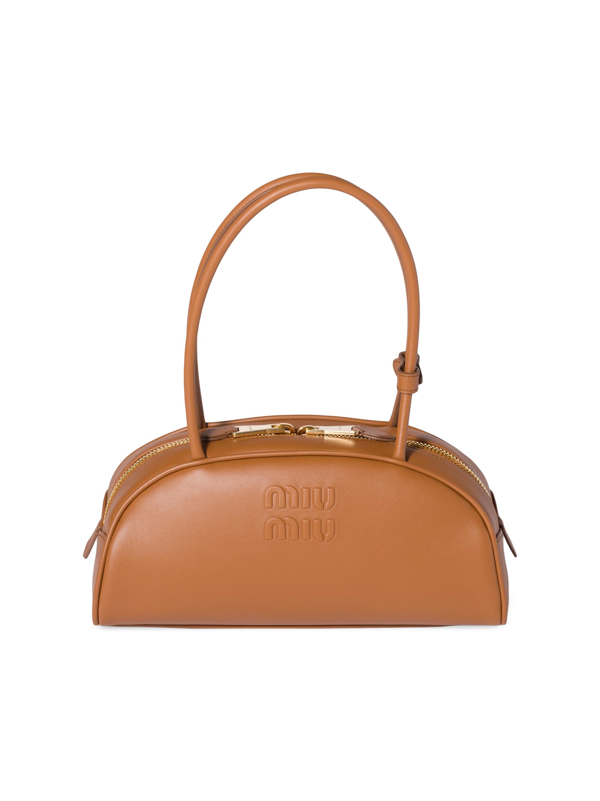 Miu Miu Women's Beau Leather East West Top Handle Bag - Brown