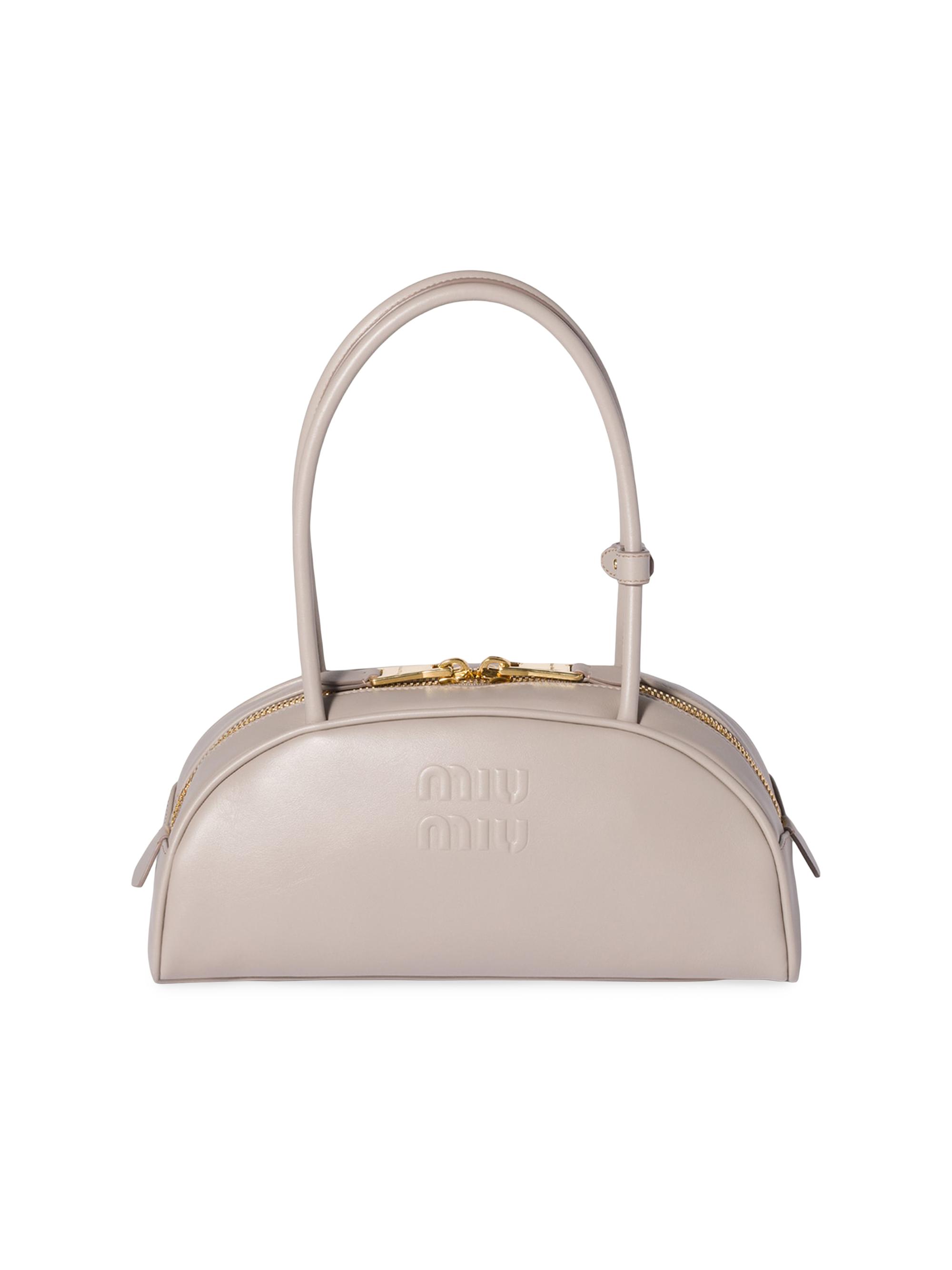 Miu Miu Women's Beau Leather East West Top Handle Bag - Dark Brown
