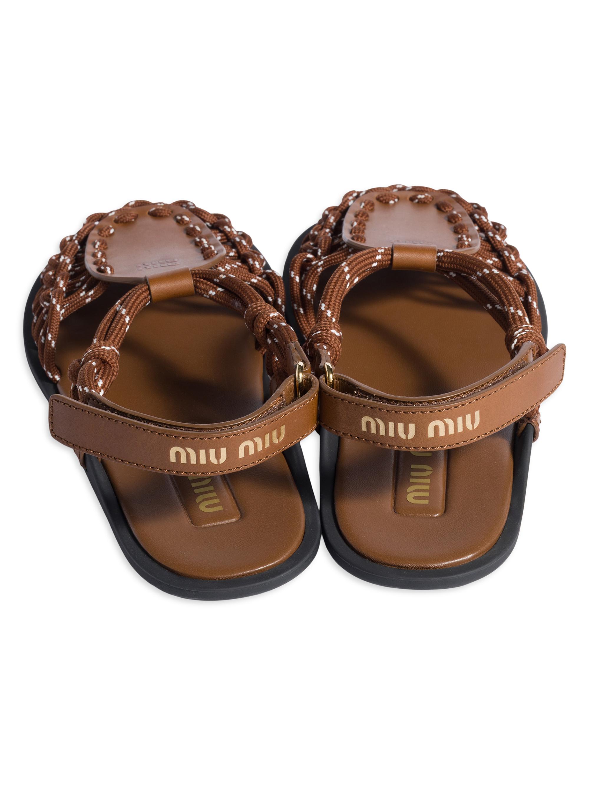 Miu Miu Leather and Cord Sandals | Saks Fifth Avenue