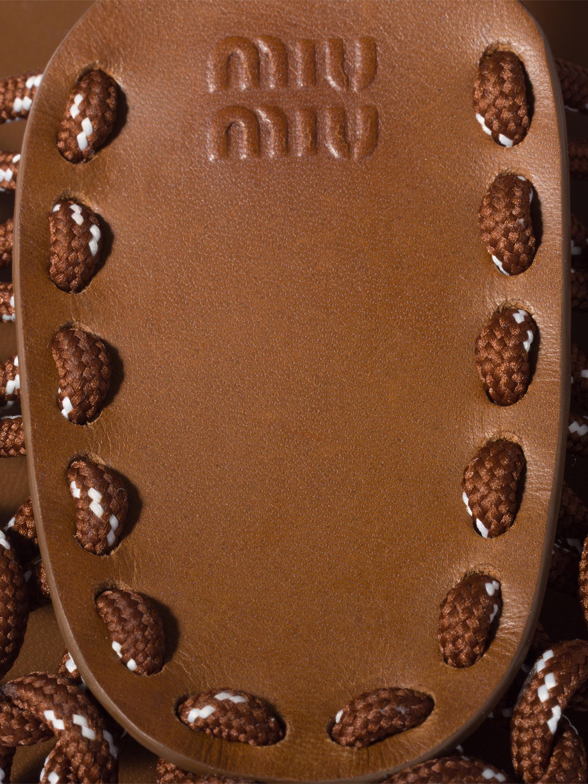 kyu MIU MIU ブラウンレザー ミュール サボサンダル Miu Miu Leather and Cord Sandals | Saks Fifth Avenue