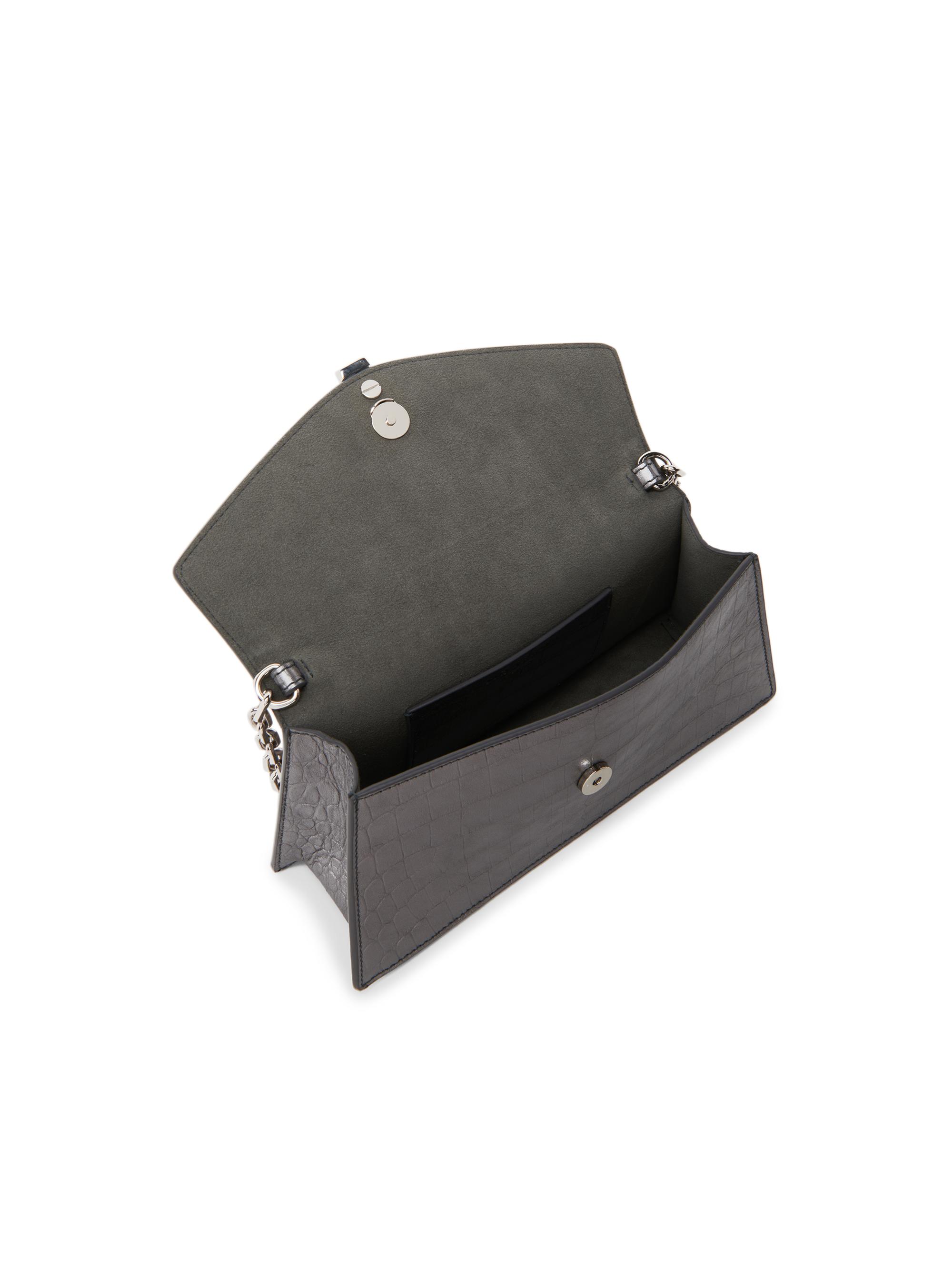 McQueen Women's Skull Mini Crocodile-Embossed Metallic Leather Shoulder Bag - Cloud | Thumbnail 4