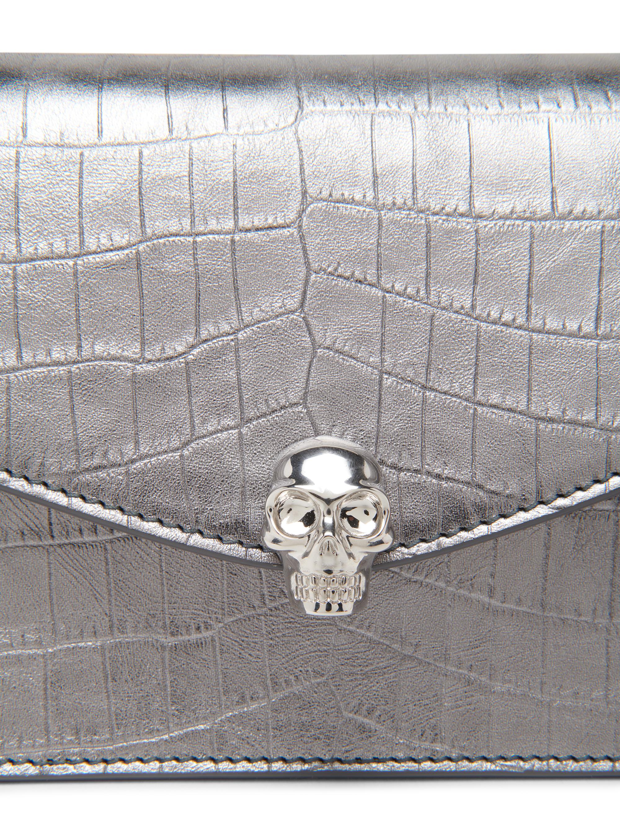 McQueen Women's Skull Mini Crocodile-Embossed Metallic Leather Shoulder Bag - Cloud | Thumbnail 5