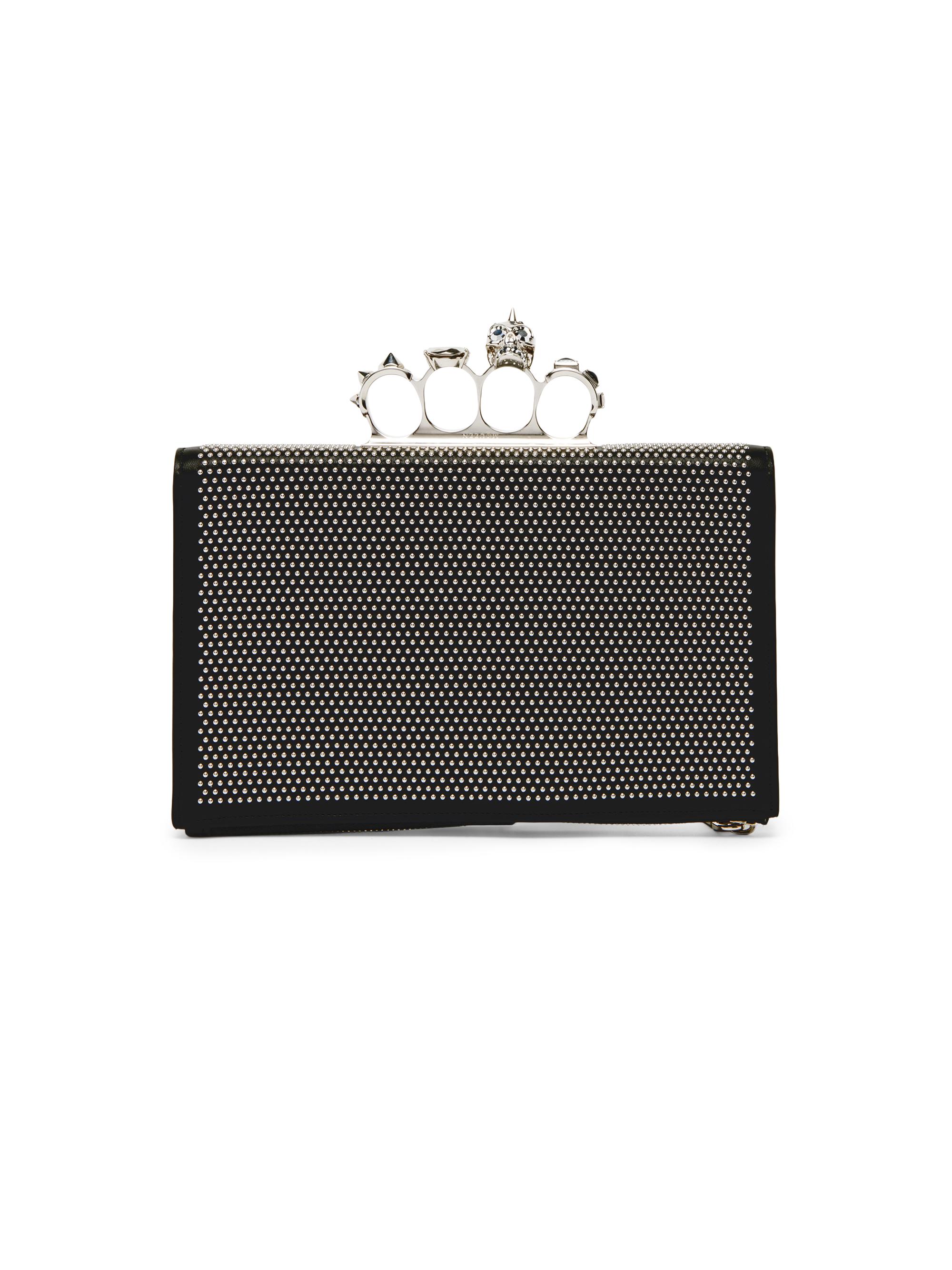 McQueen Women's Punk Studded Leather Flat Pouch - Black