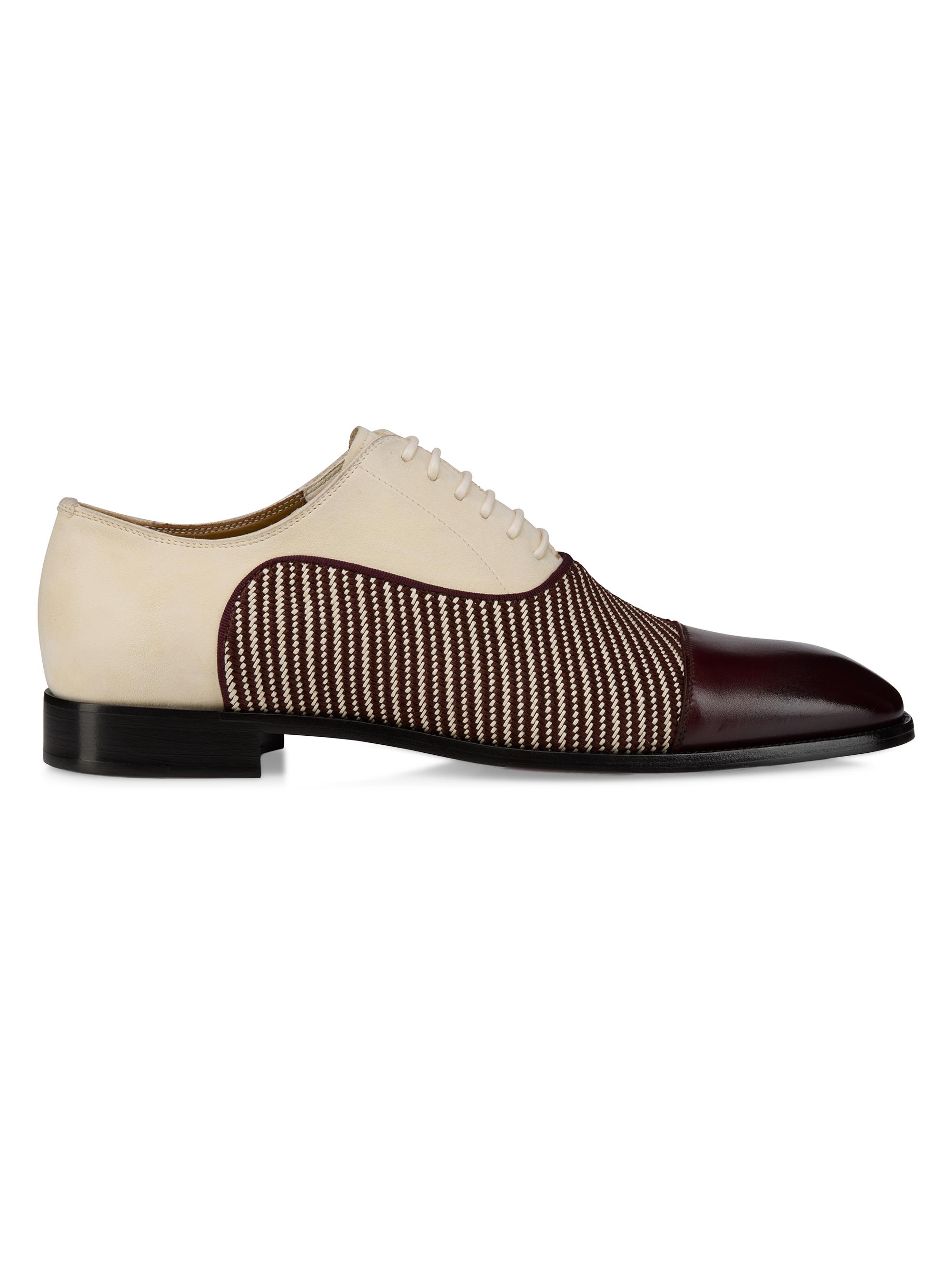 Christian Louboutin Men's Greggory Leather Oxford Shoes - White Brown