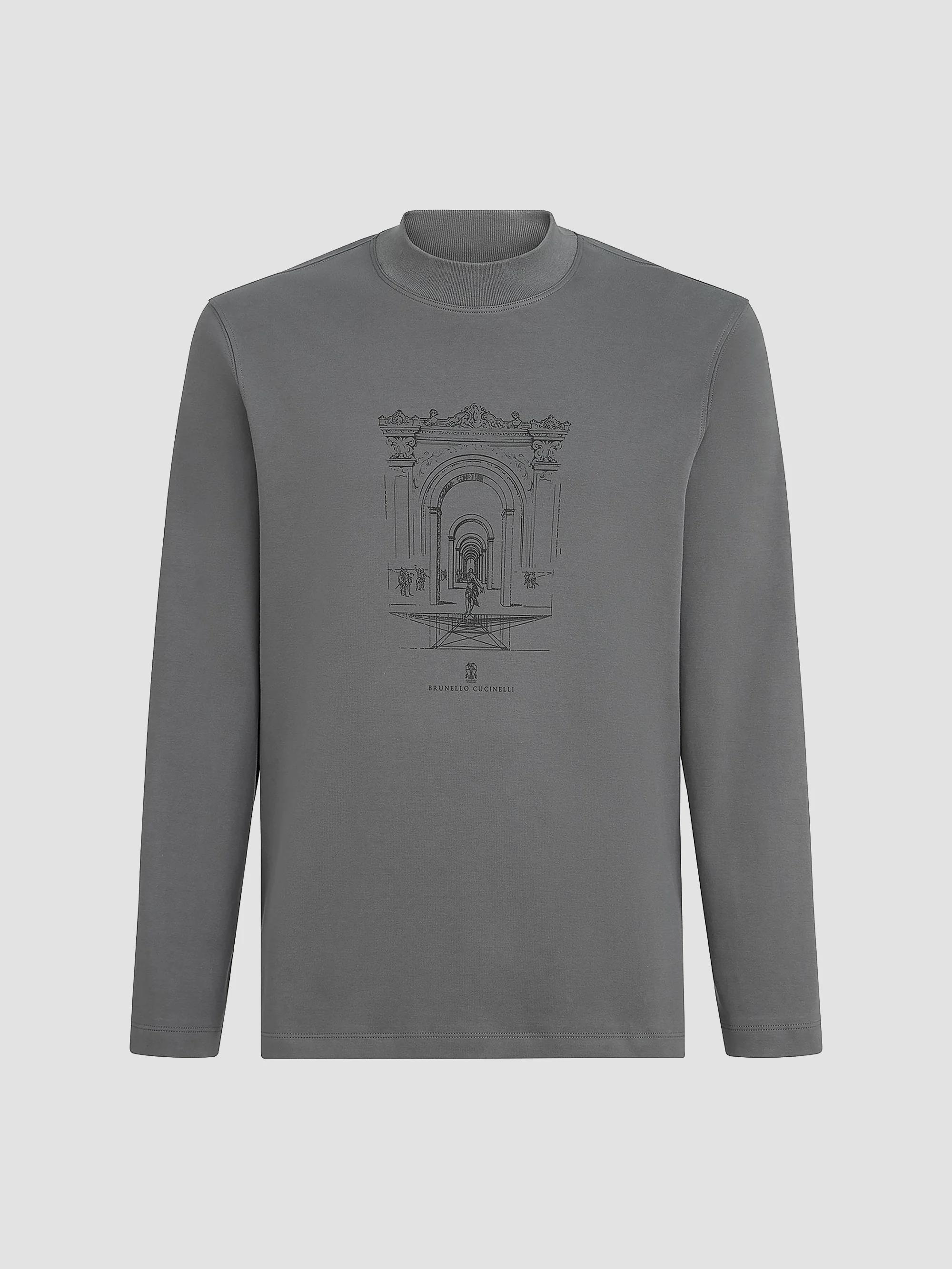 BRUNELLO CUCINELLI コットン 綿 長袖Tシャツ Brunello Cucinelli Cotton Jersey Long Sleeve Mock Neck T-Shirt
