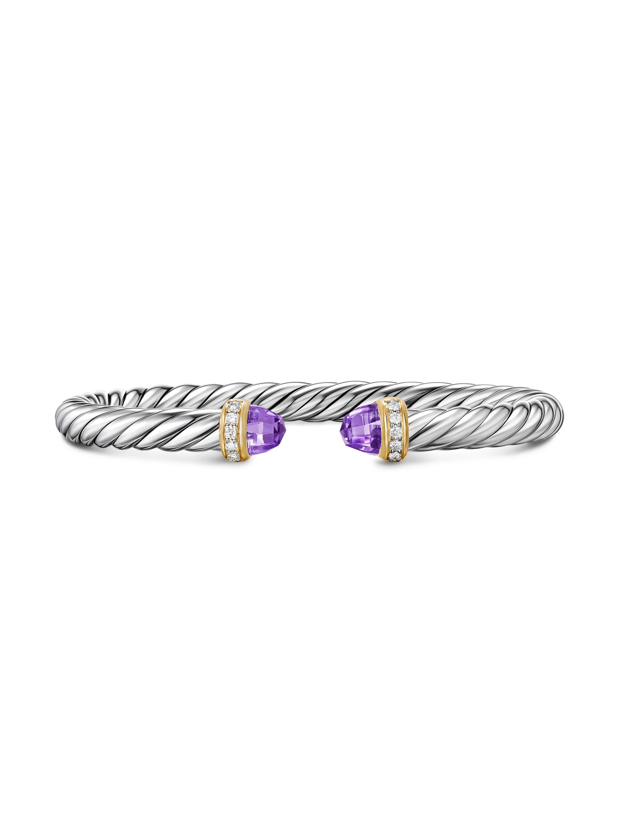 David Yurman Women's Cable Flex Bracelet in Sterling Silver - Amethyst