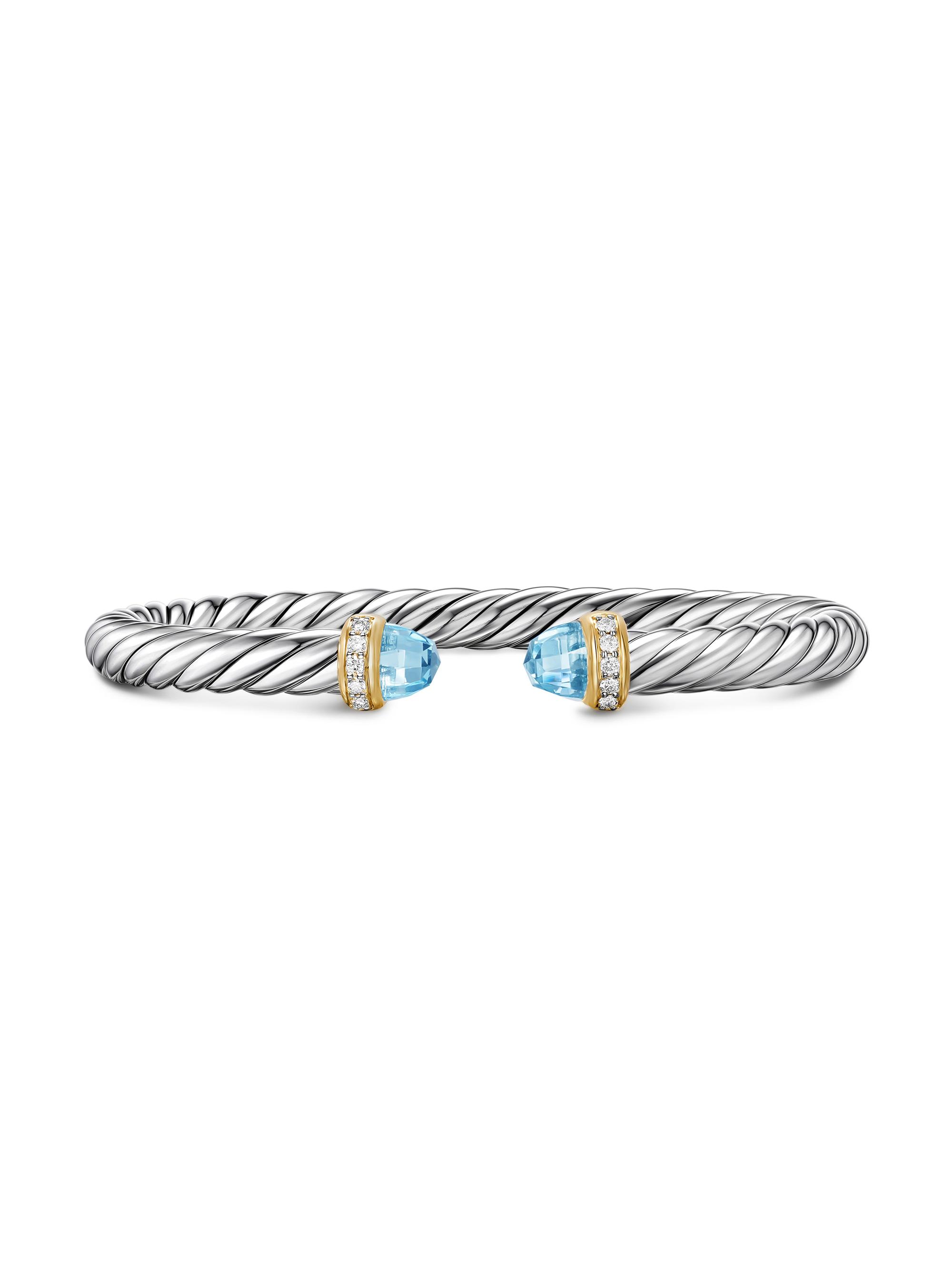 David Yurman Women's Cable Flex Bracelet in Sterling Silver - Sky Blue Topaz