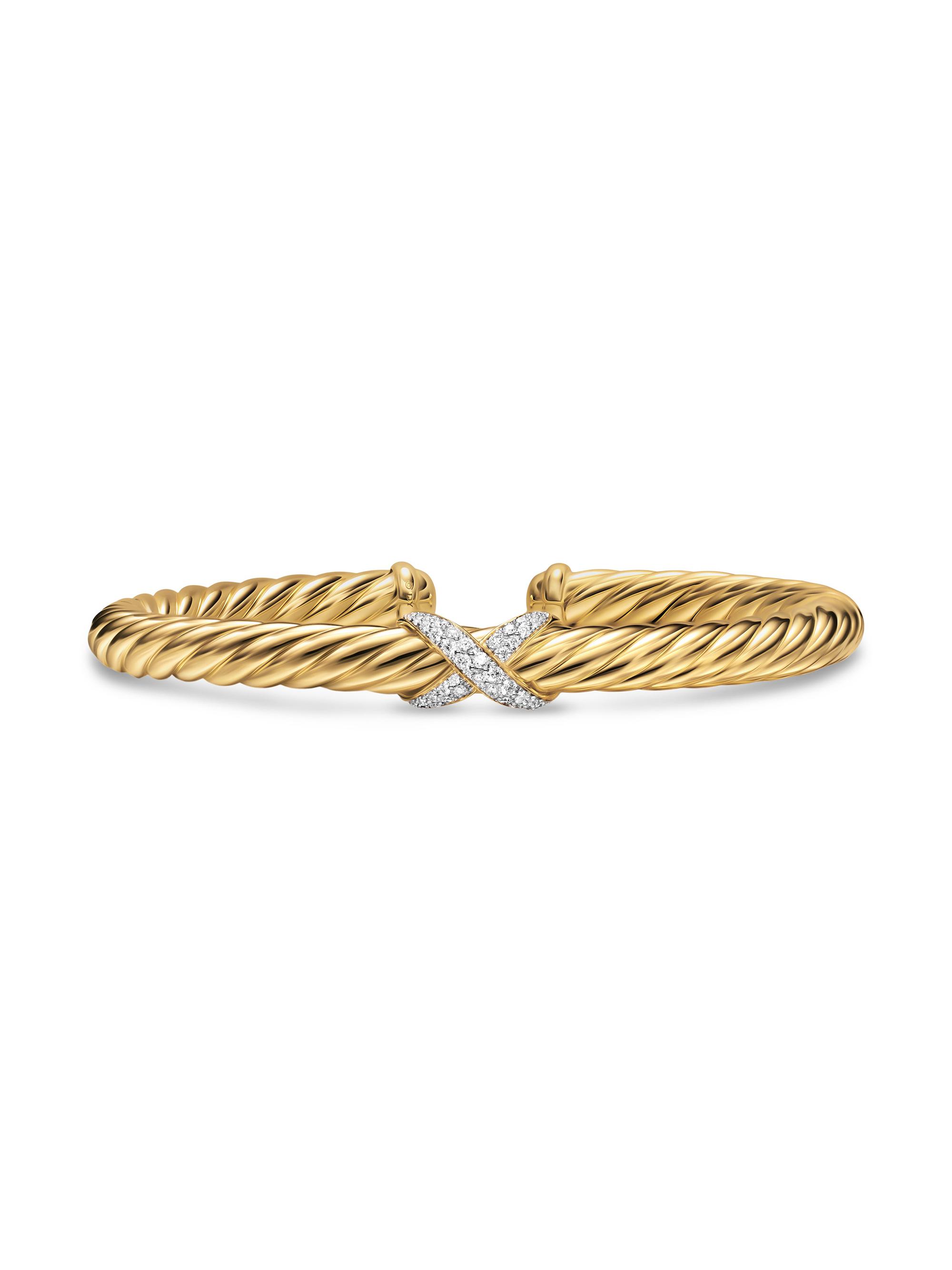 David Yurman Women's Cablespira Flex X Bracelet in 18K Yellow Gold - Diamond