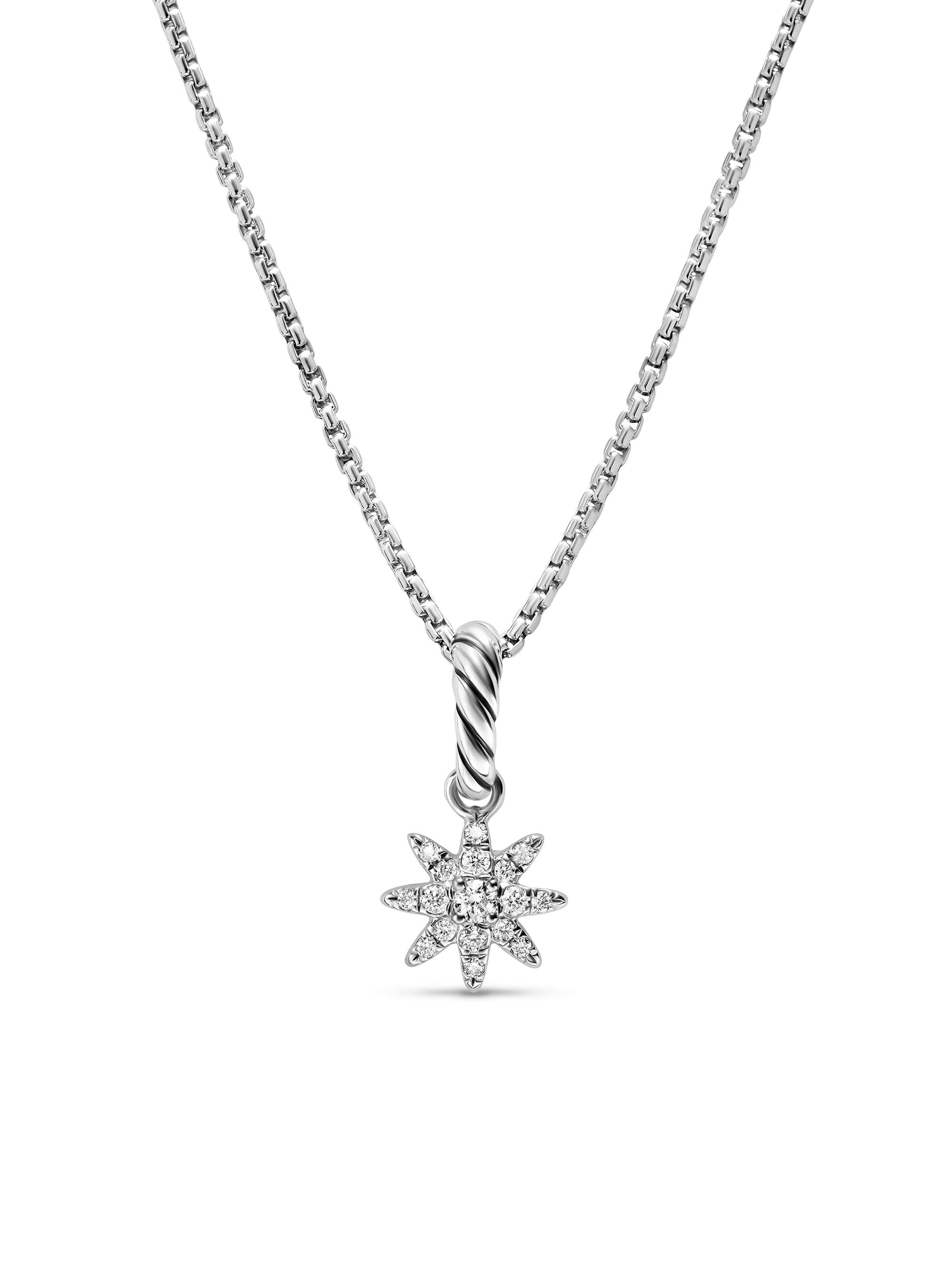 David Yurman Women's Petite Starburst Pendant in Sterling Silver with Full Pavé Diamonds, 10MM - Diamond
