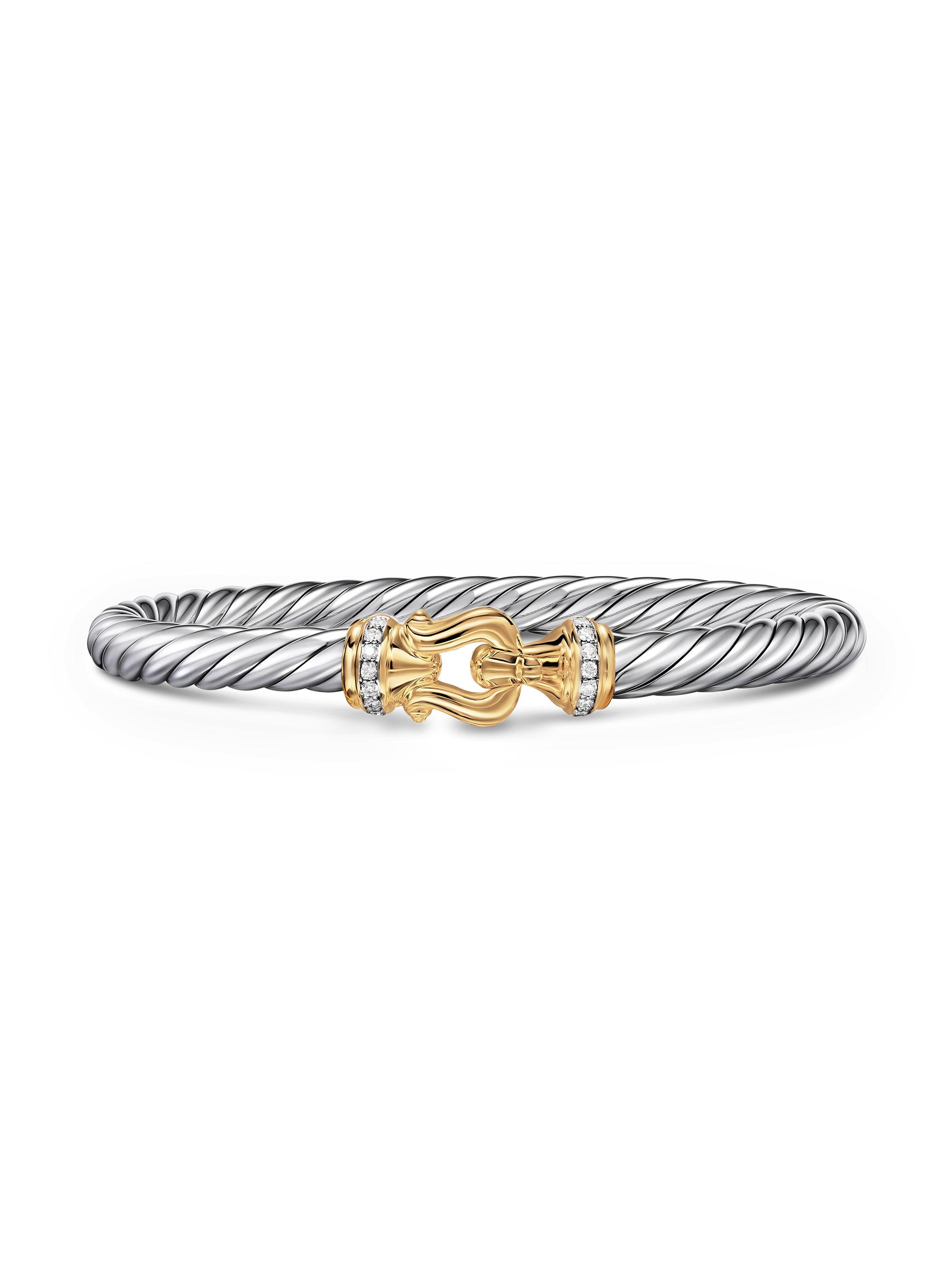 David Yurman Women's Cable Flex Buckle Bracelet in Sterling Silver - Diamond