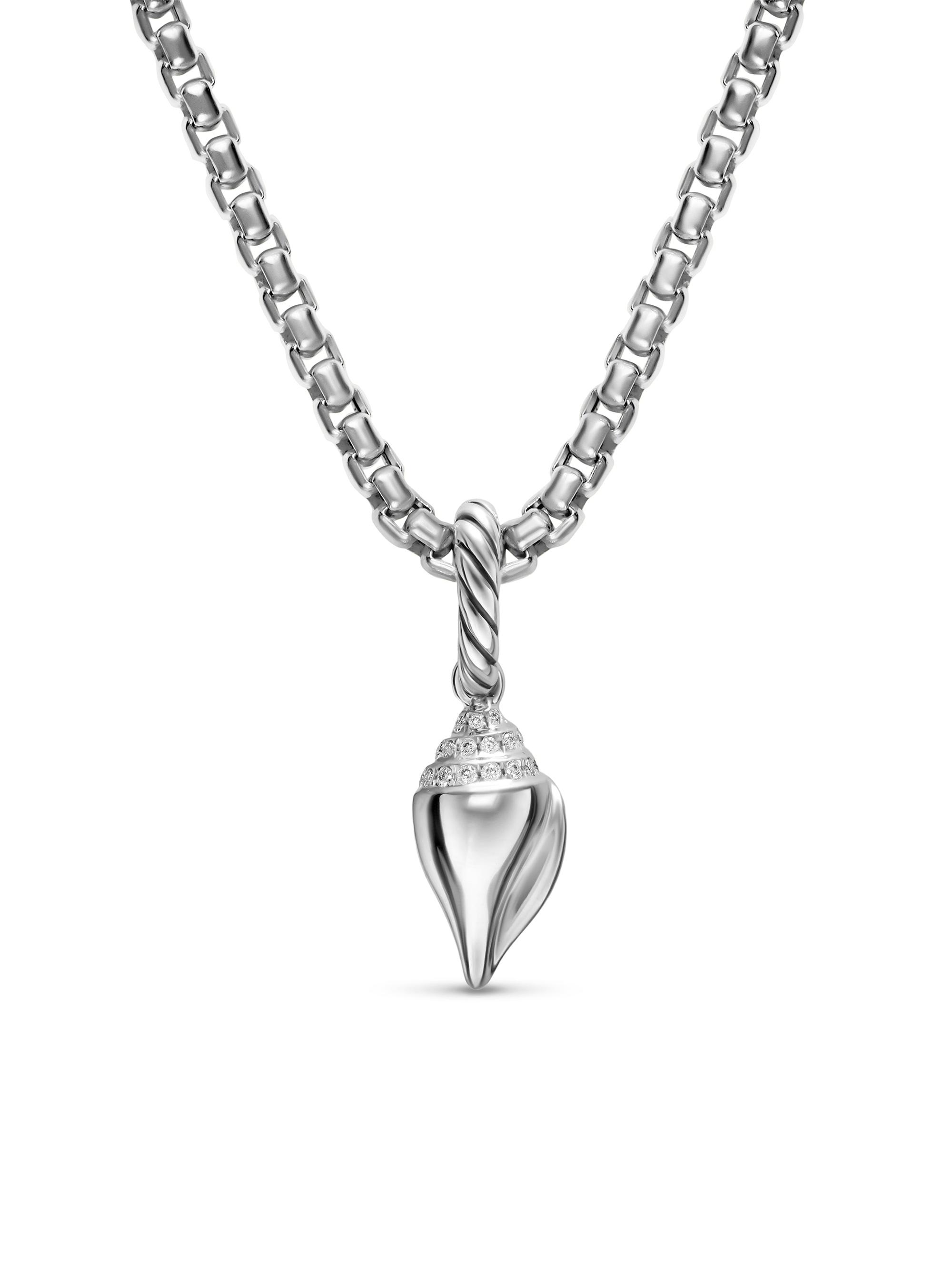 David Yurman Women's Petite Pavé Shell Amulet in Sterling Silver with Diamonds, 15MM - Diamond