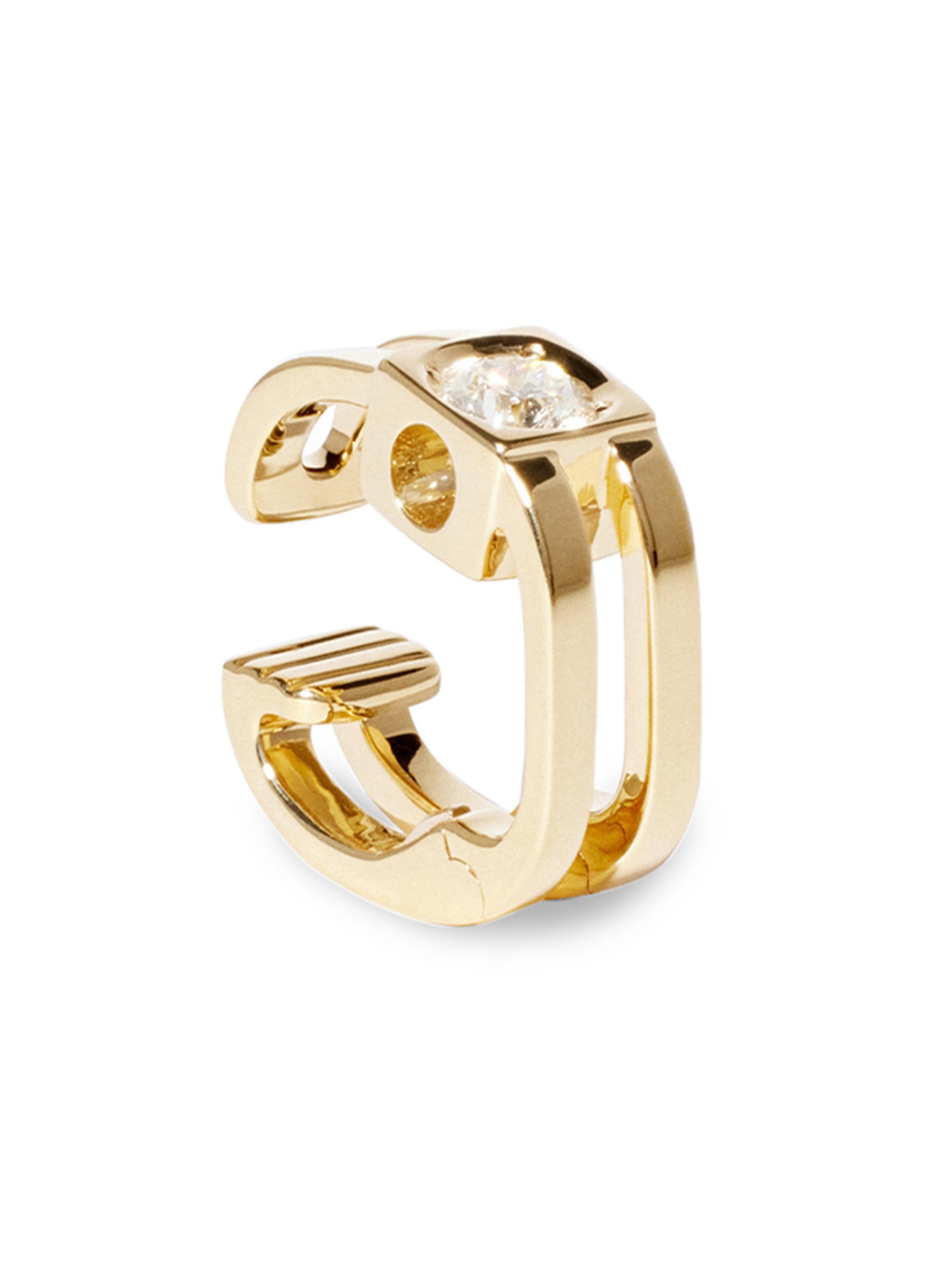 Dinh Van Women's Le Cube Diamant 18K Yellow Gold & 0.15 TCW Diamond Ear Cuff - Yellow Gold