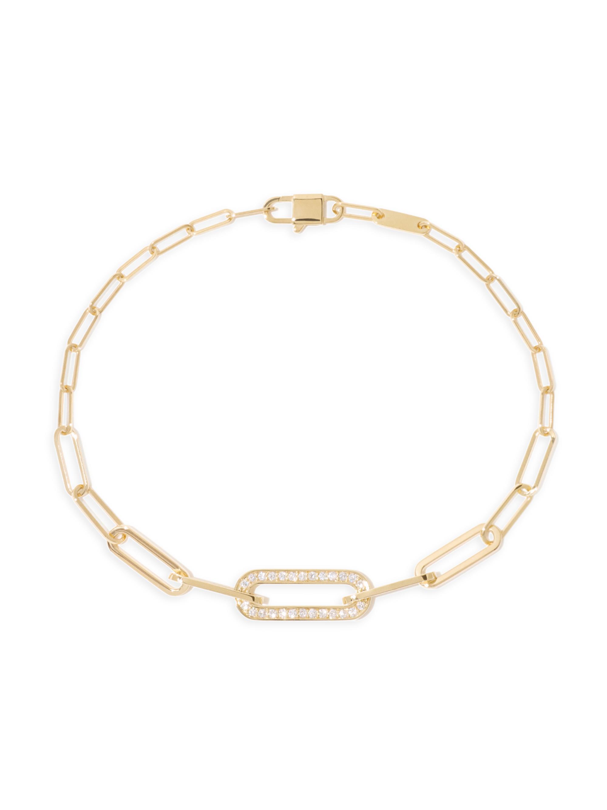 Dinh Van Women's Maillon 18K Yellow Gold & 0.12 TCW Diamond Paper-Clip-Chain Bracelet - Yellow Gold