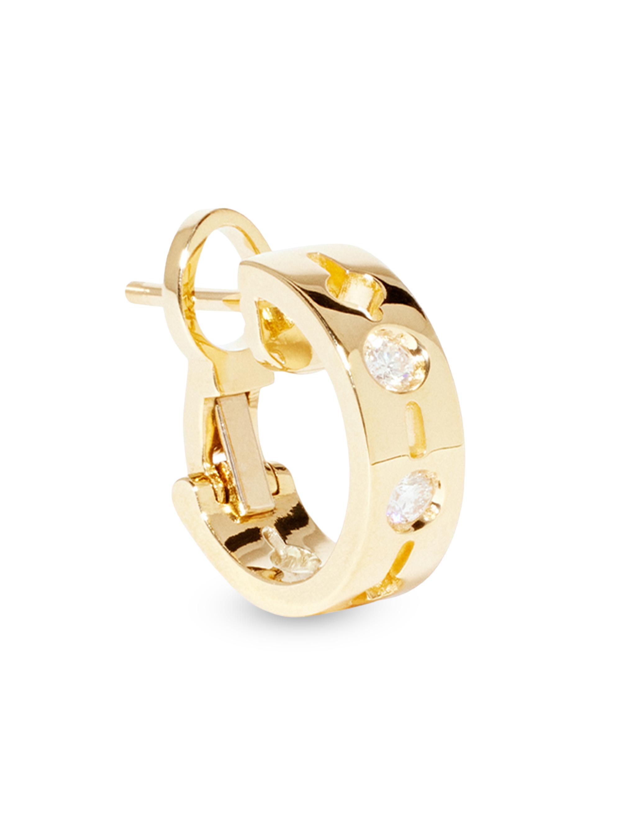 Dinh Van Women's Pulse 18K Yellow Gold & 0.05 TCW Diamond Single Hoop Earring - Yellow Gold