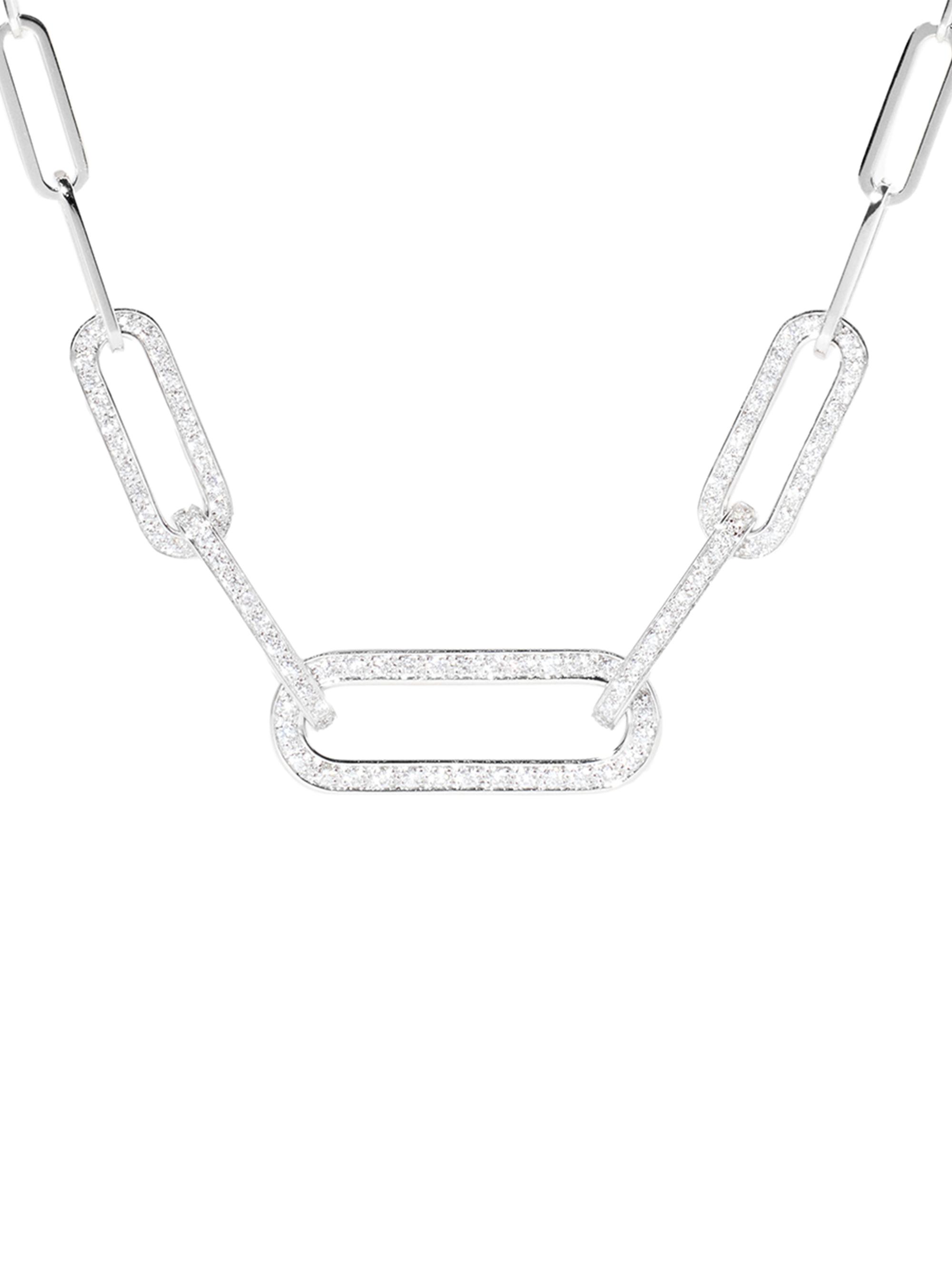 Dinh Van Women's Maillon 18K White Gold & 0.52 TCW Diamond  Paper-Clip-Chain Necklace - White Gold