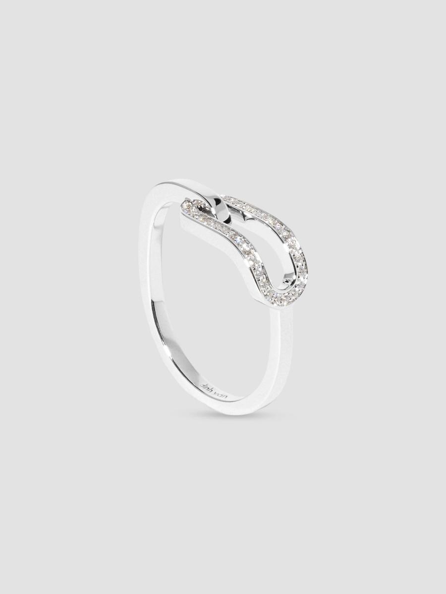 Dinh Van Women's Maillon 18k White Gold & 0.12 Tcw Diamond Ring