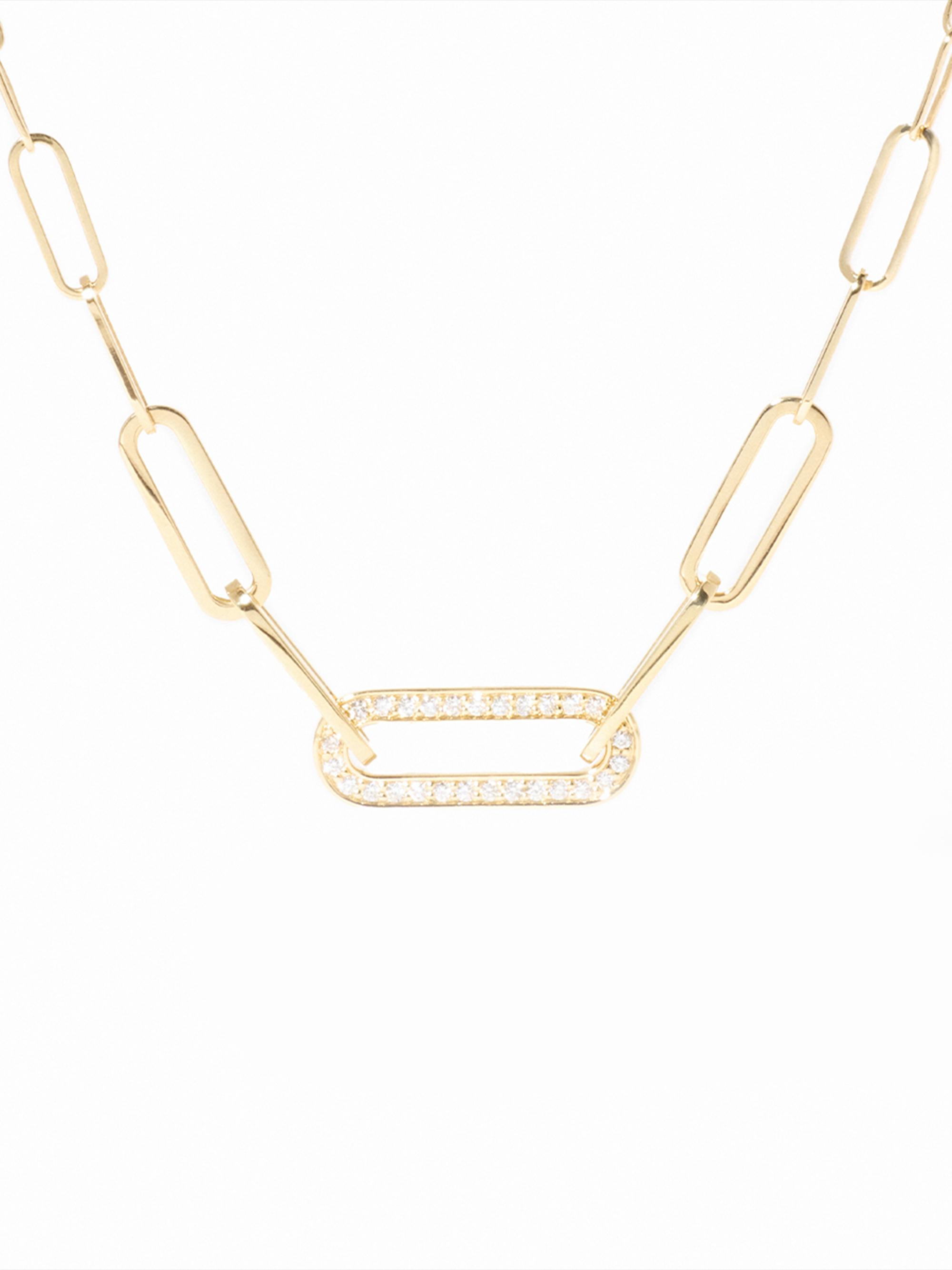 Dinh Van Women's Maillon 18K Yellow Gold & 0.12 TCW Diamond Paper-Clip-Chain Necklace - Yellow Gold