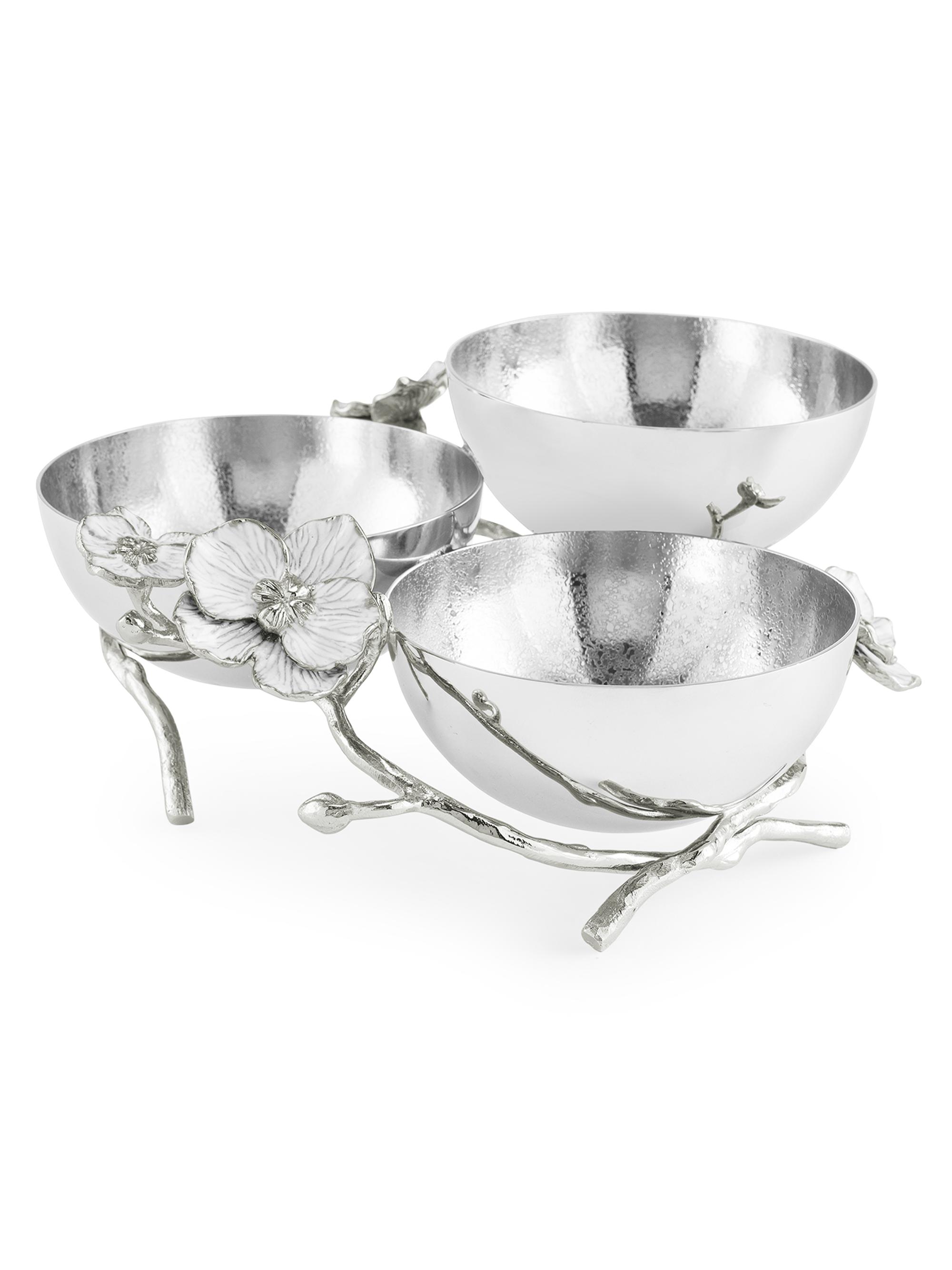 Michael Aram Silver Orchid Triple Bowl | Saks Fifth Avenue