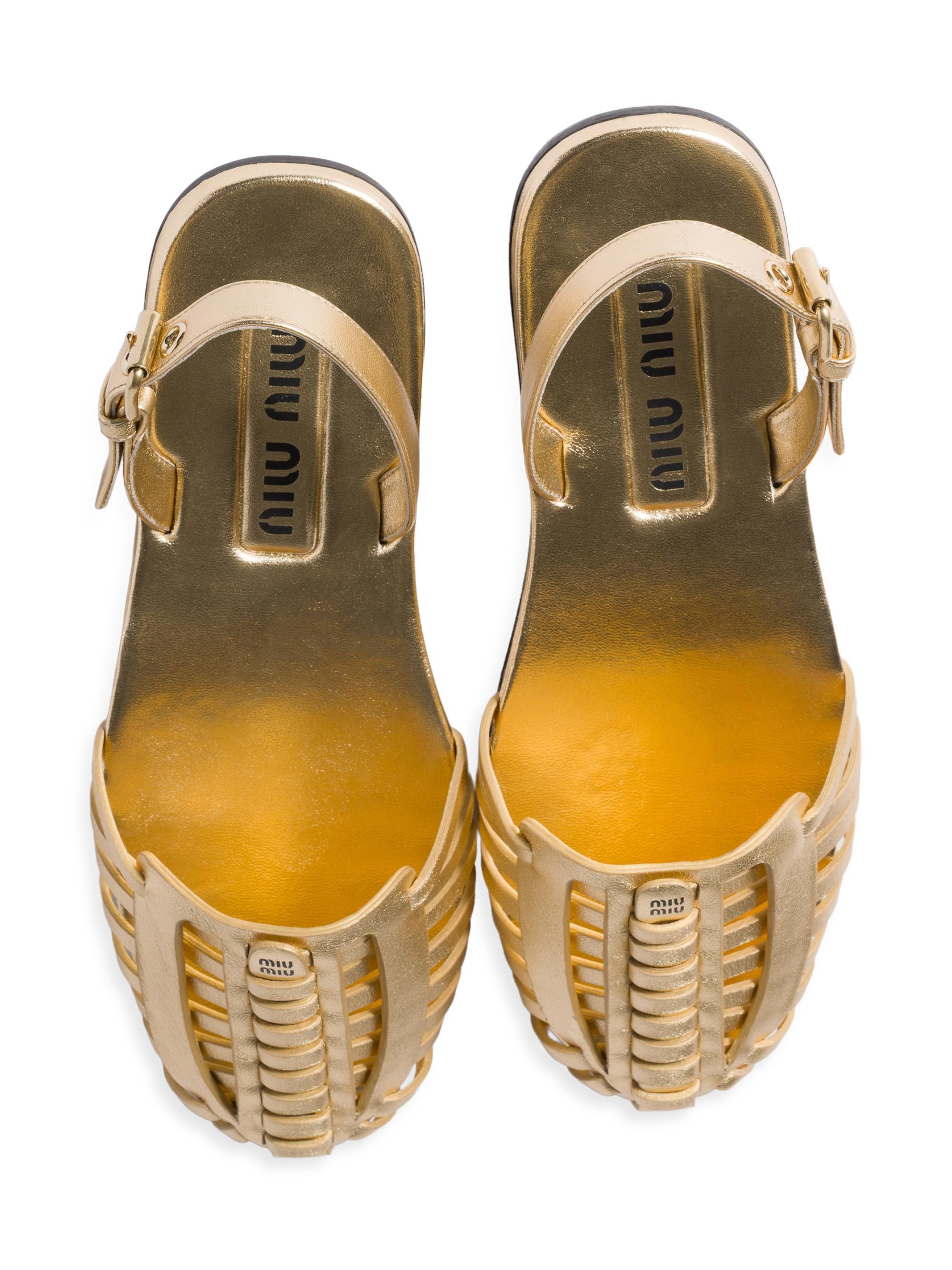 Miu Miu Laminated Nappa Leather Fisherman Flat Sandals | Saks
