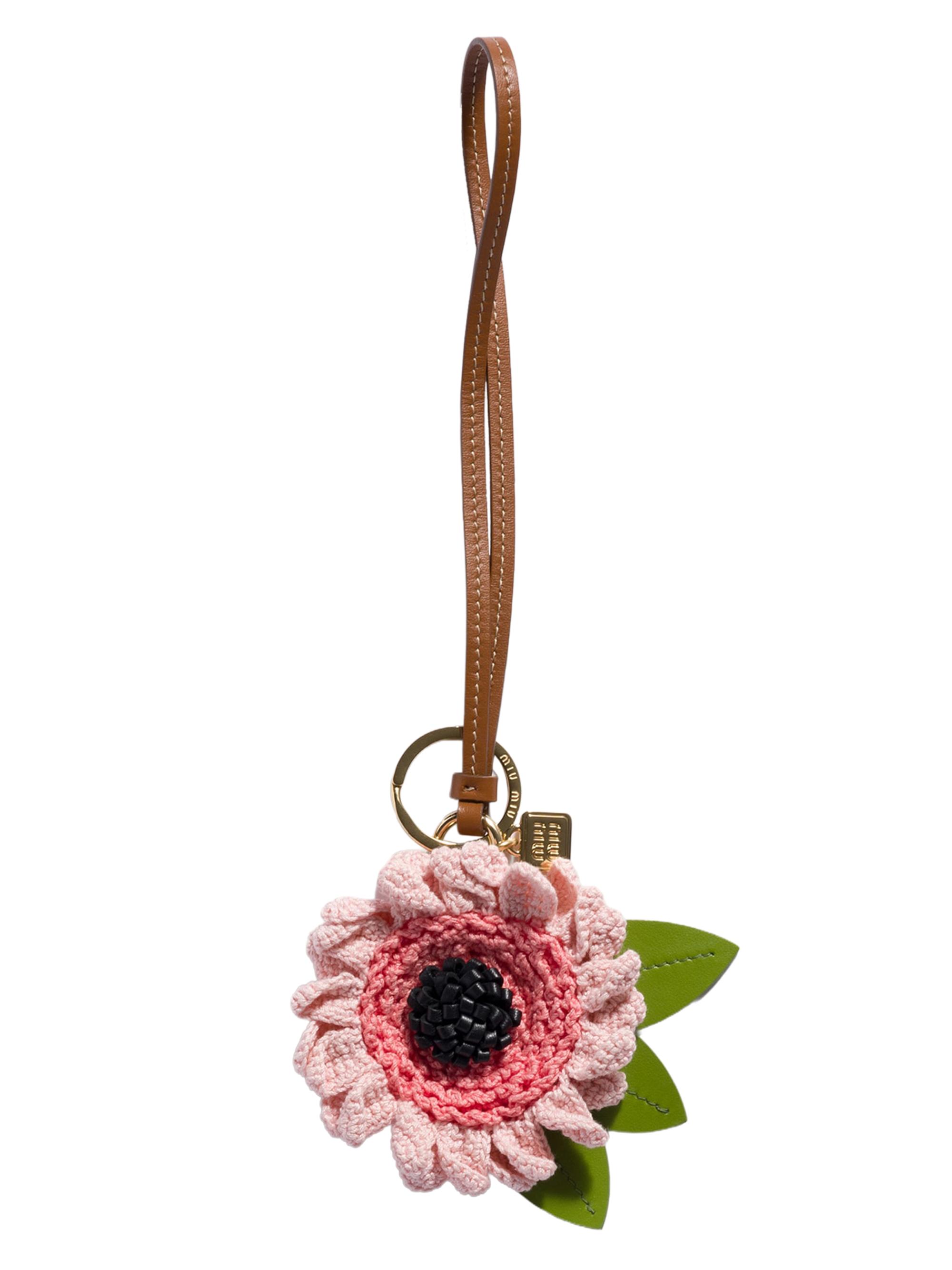Miu Miu Women's Fabric and Leather Key Ring Trick - Pink