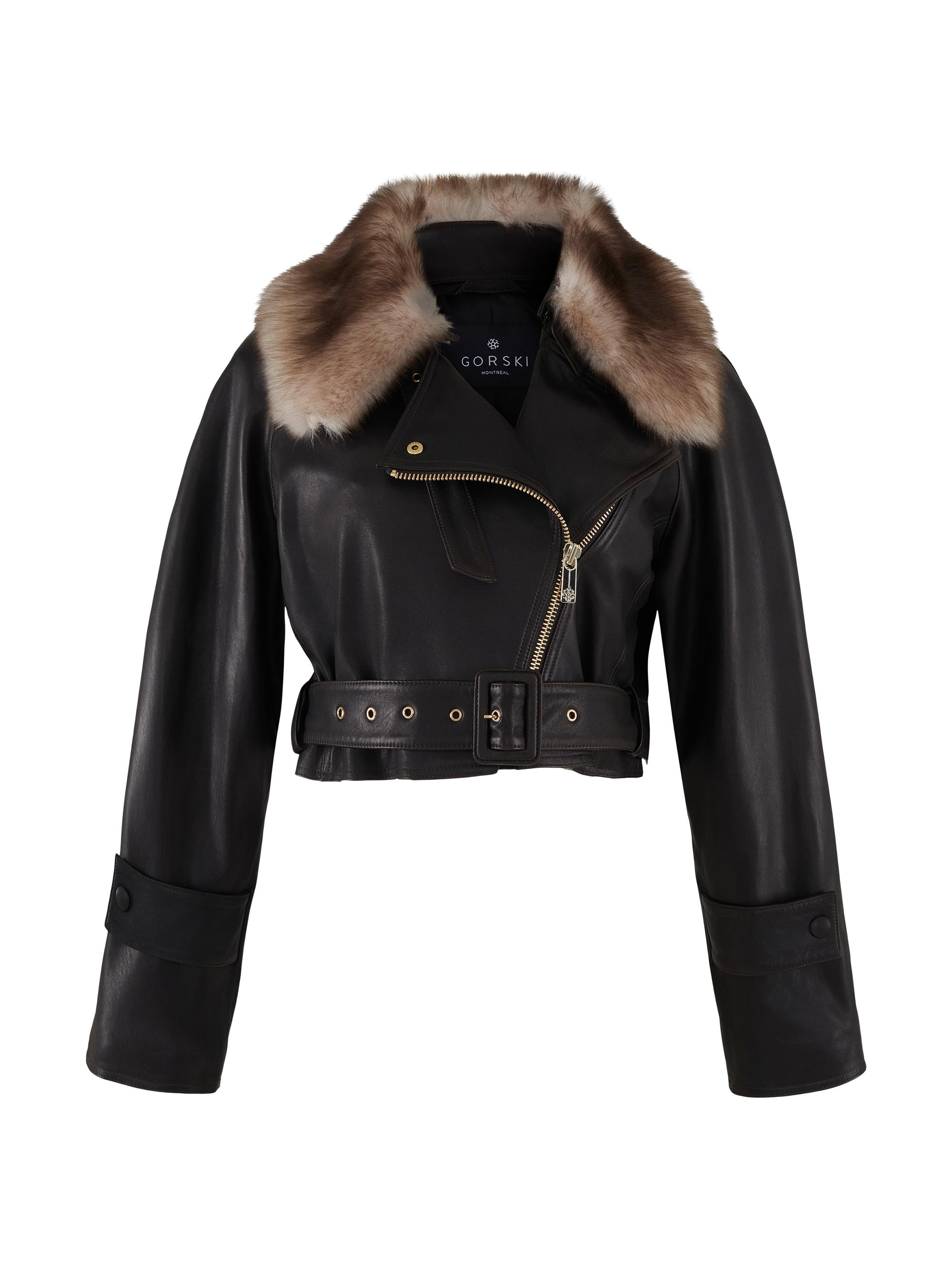 Gorski Women's Select Nappa Leather Jacket with Detachable Toscana Lamb Collar - Espresso