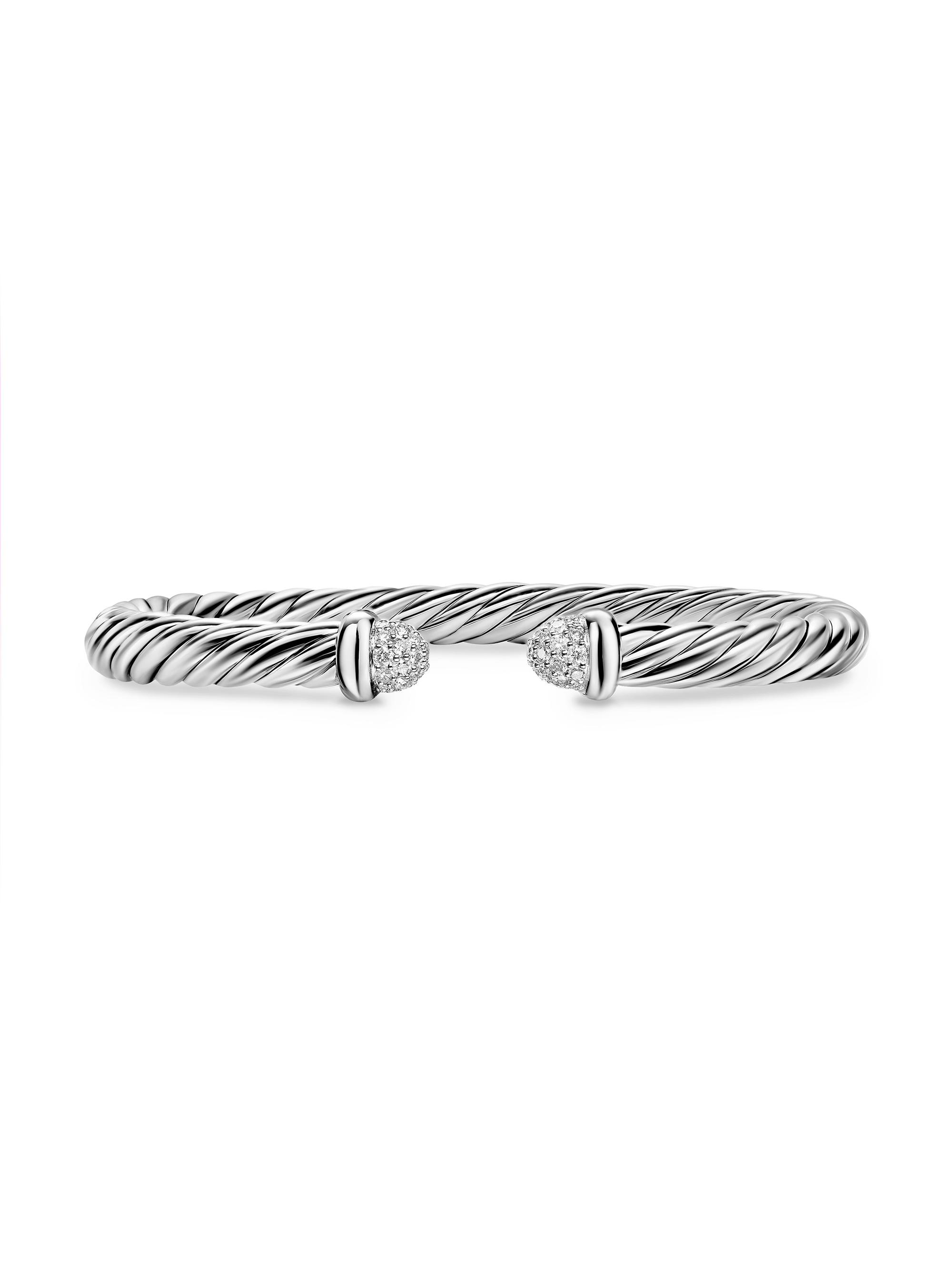 David Yurman Women's Cable Flex Bracelet in Sterling Silver - Diamond