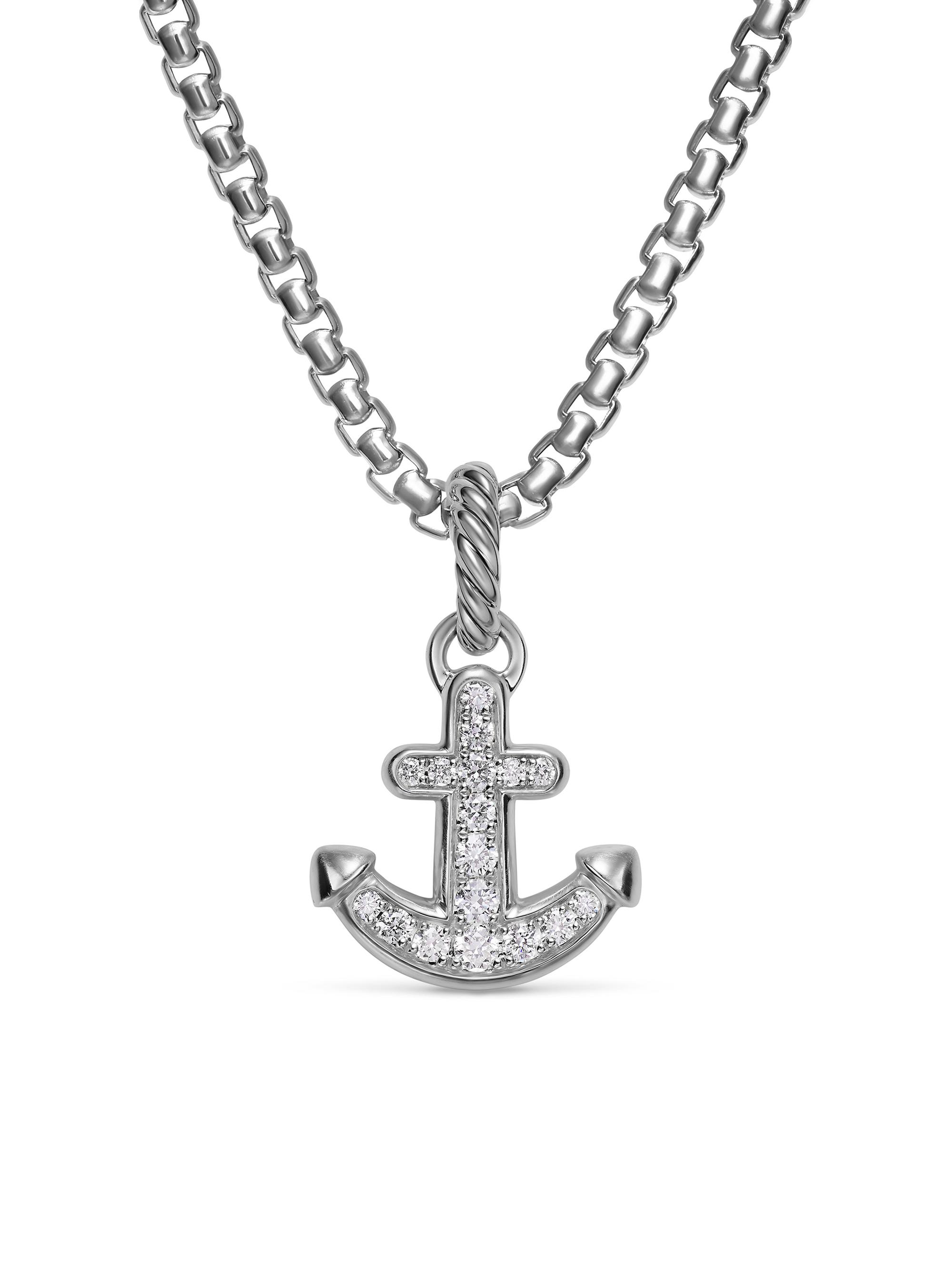 David Yurman Women's Anchor Amulet in Sterling Silver with Diamonds, 14.2MM - Diamond