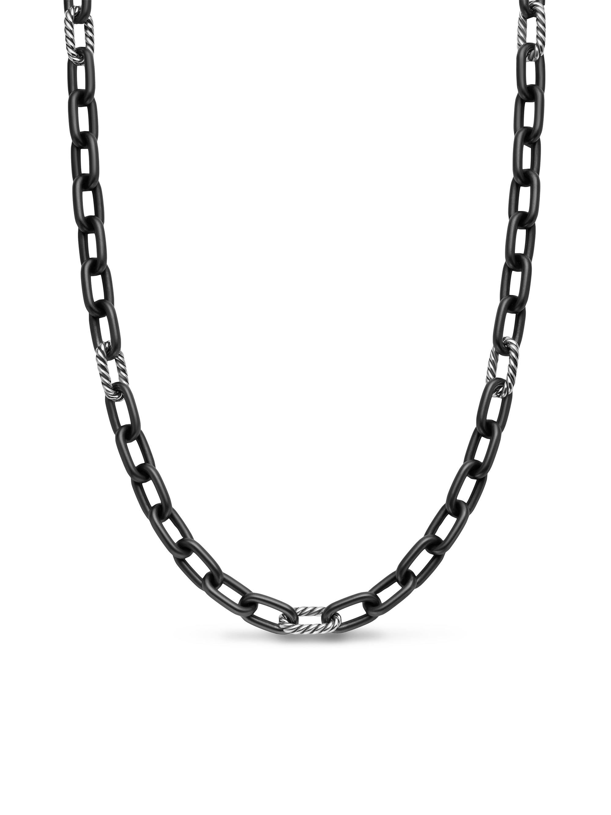 David Yurman Men's DY Madison Chain Necklace in Black Titanium - Silver