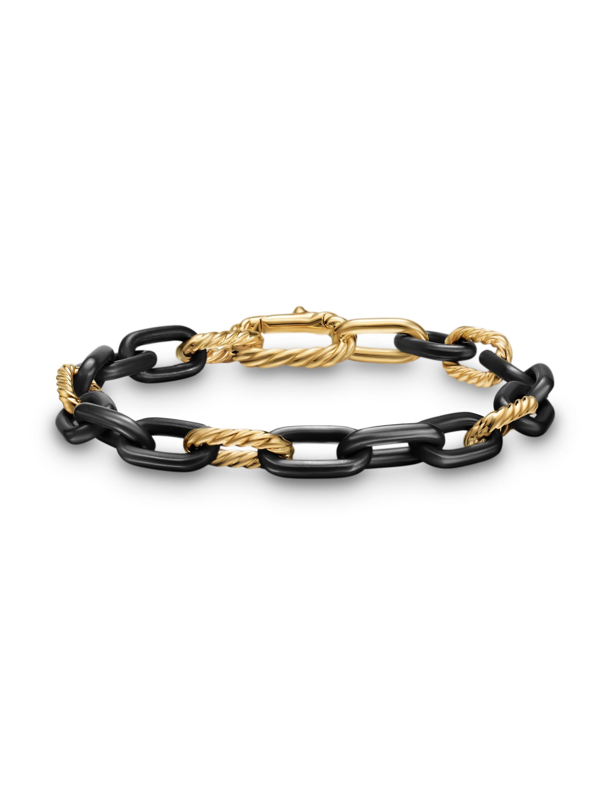David Yurman Men's DY Madison Chain Bracelet in Black Titanium - Gold Black