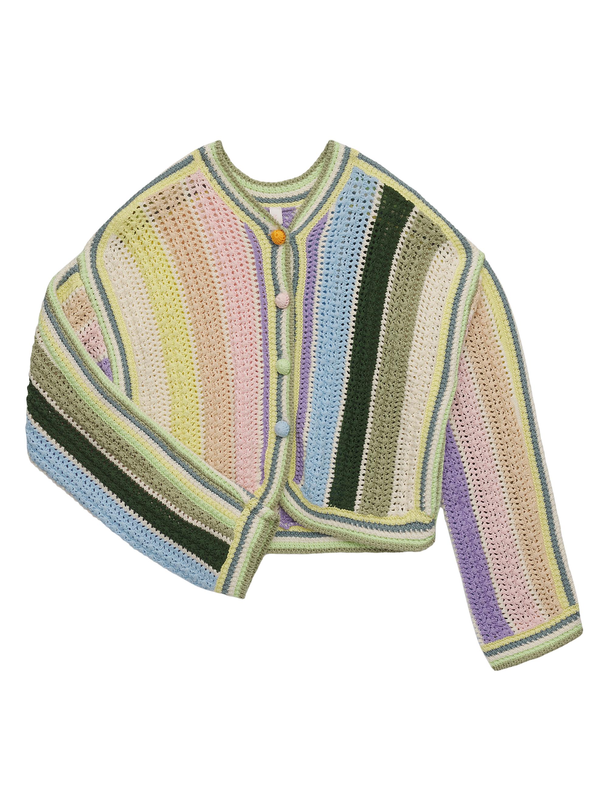 Zimmermann Baby Girl's, Little Girl's & Girl's Indra Striped Crochet Cardigan - Multi Stripe | Thumbnail 4