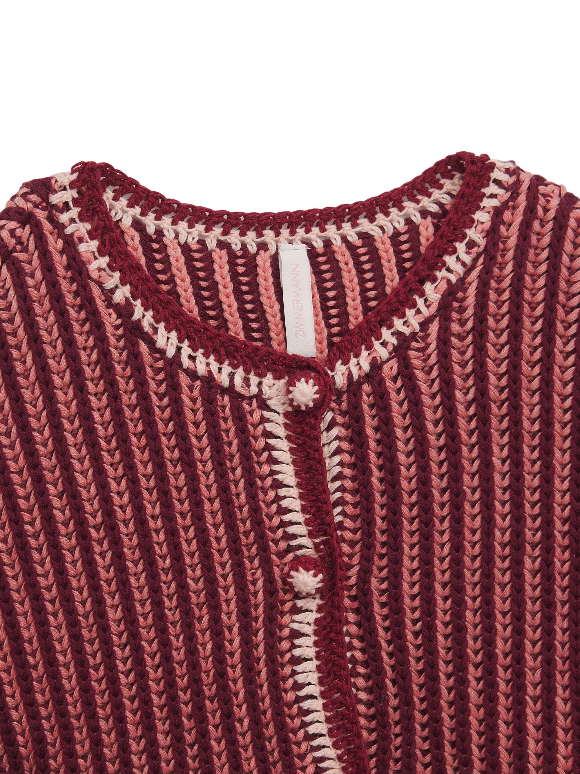Zimmermann Baby Girl's,Little Girl's & Girl's Striped Rib-Knit Jacket - Red Stripe | Thumbnail 3