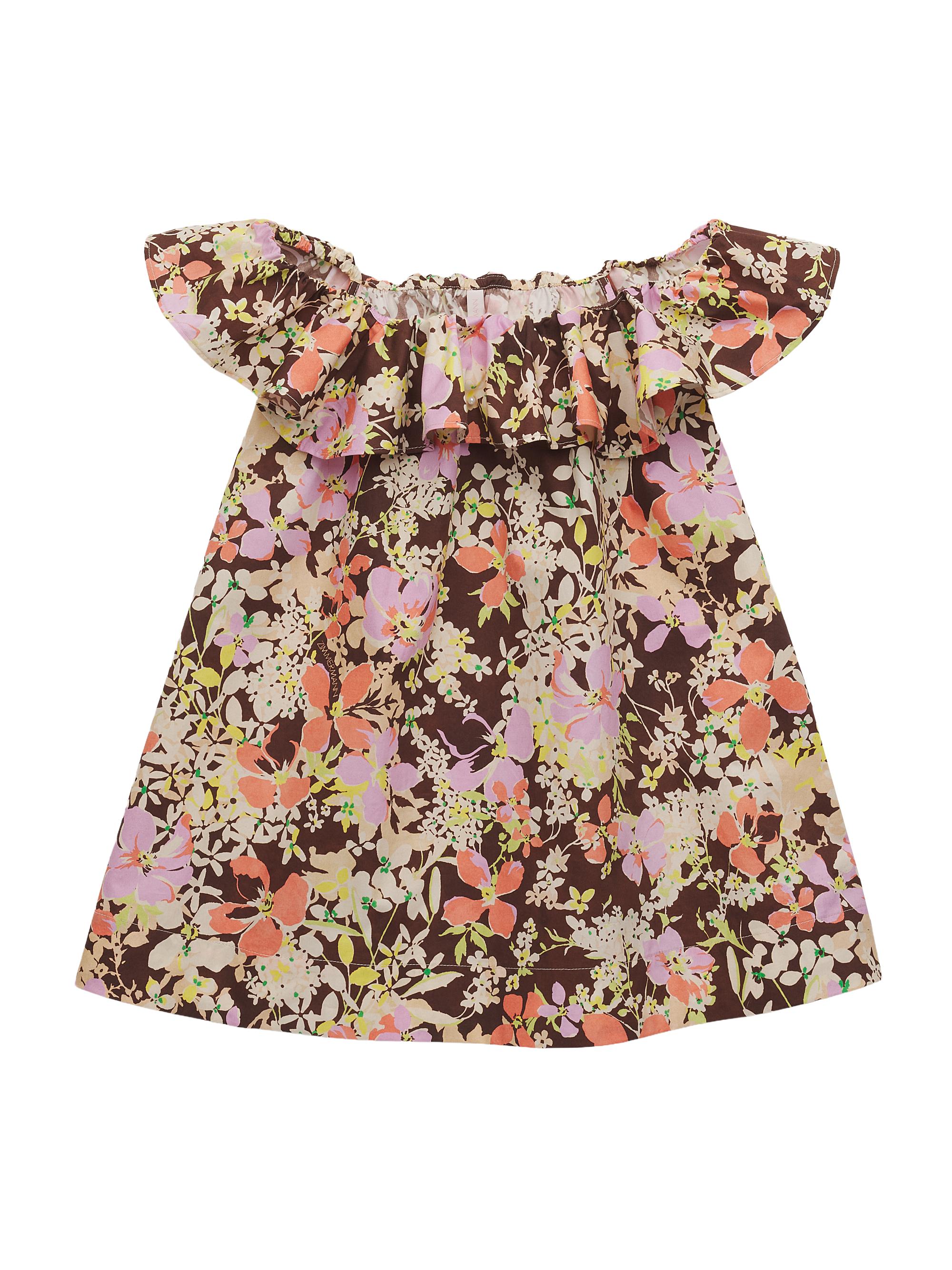 Zimmermann Little Girl's & Girl's Solstice Frill Dress - Chocolate Multi Floral