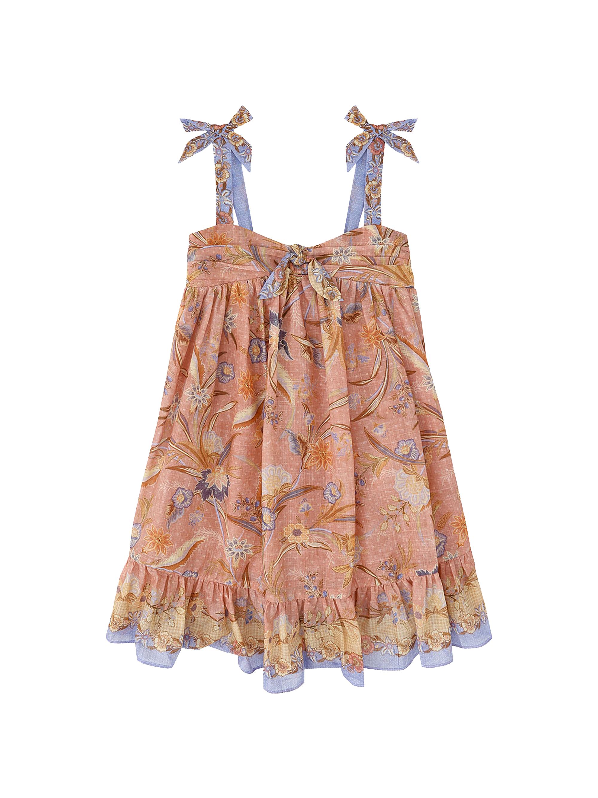 Zimmermann Little Girl's & Girl's Indra Floral Tie-Front Dress - Pink Scarf Floral | Thumbnail 3