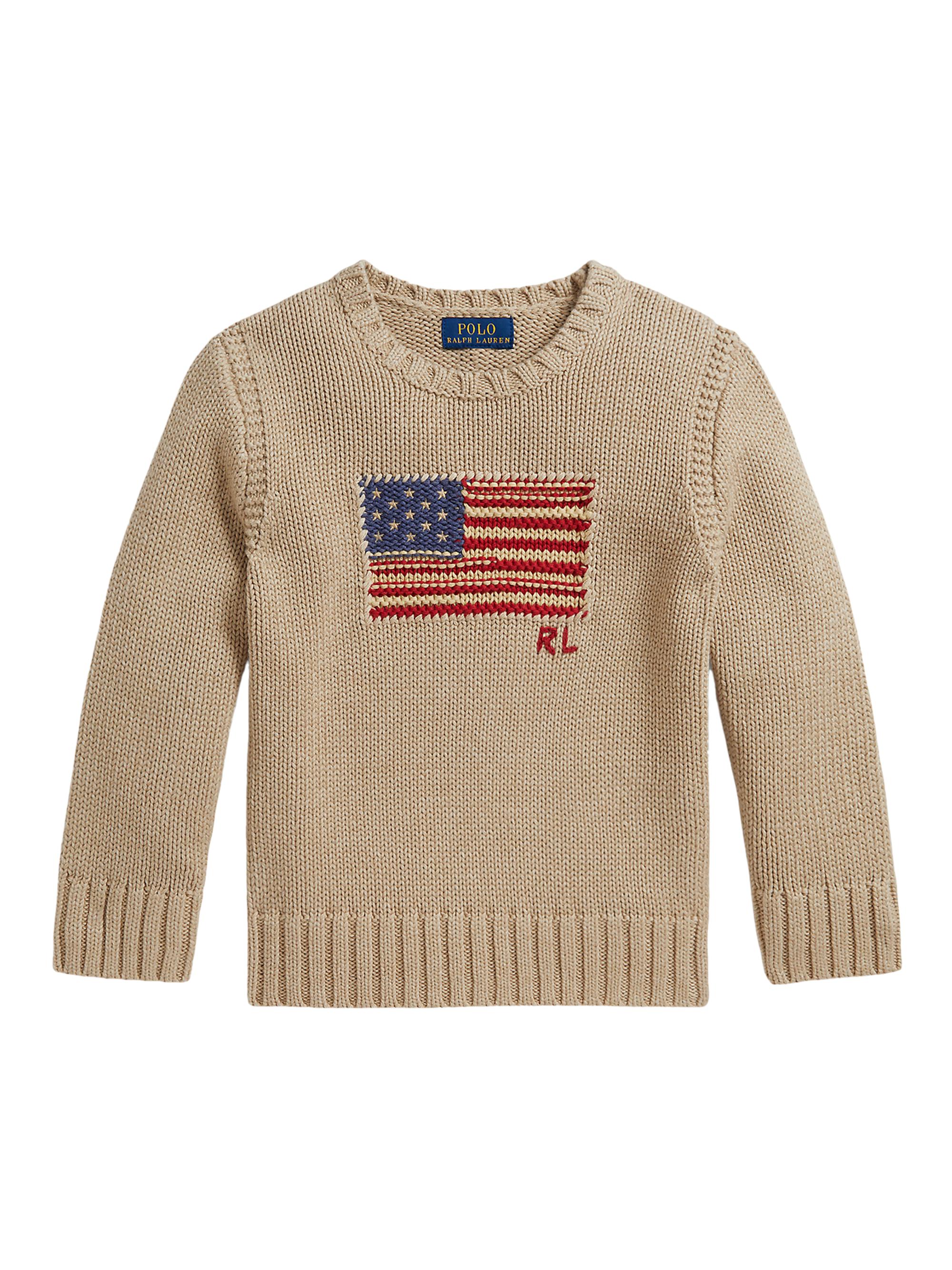 Polo Ralph Lauren Little Boy's & Boy's American Flag Sweater - Oatmeal Multi