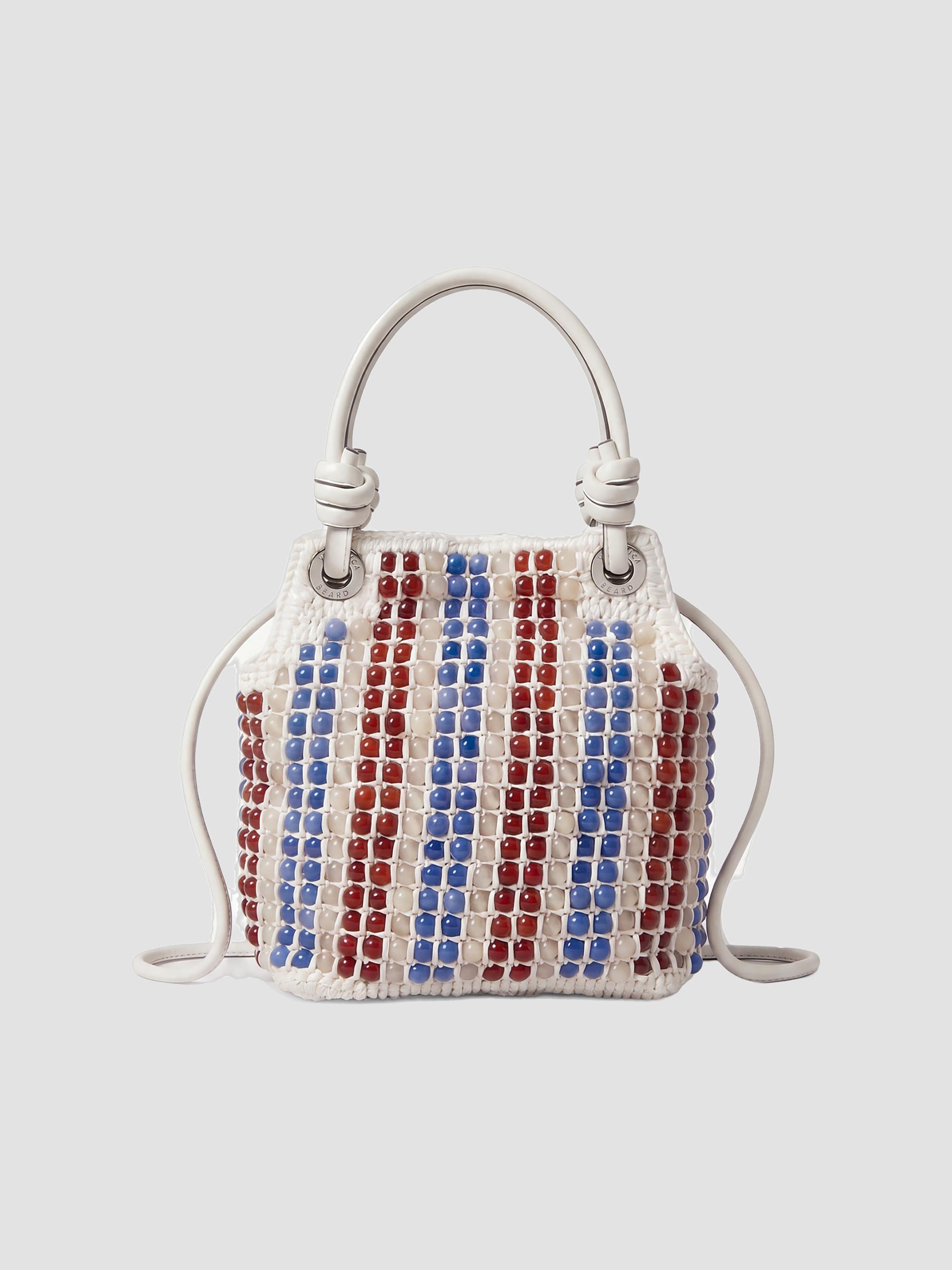 Veronica Beard Women's  Beaded Raffia Slouch Top Handle Bag - Off White