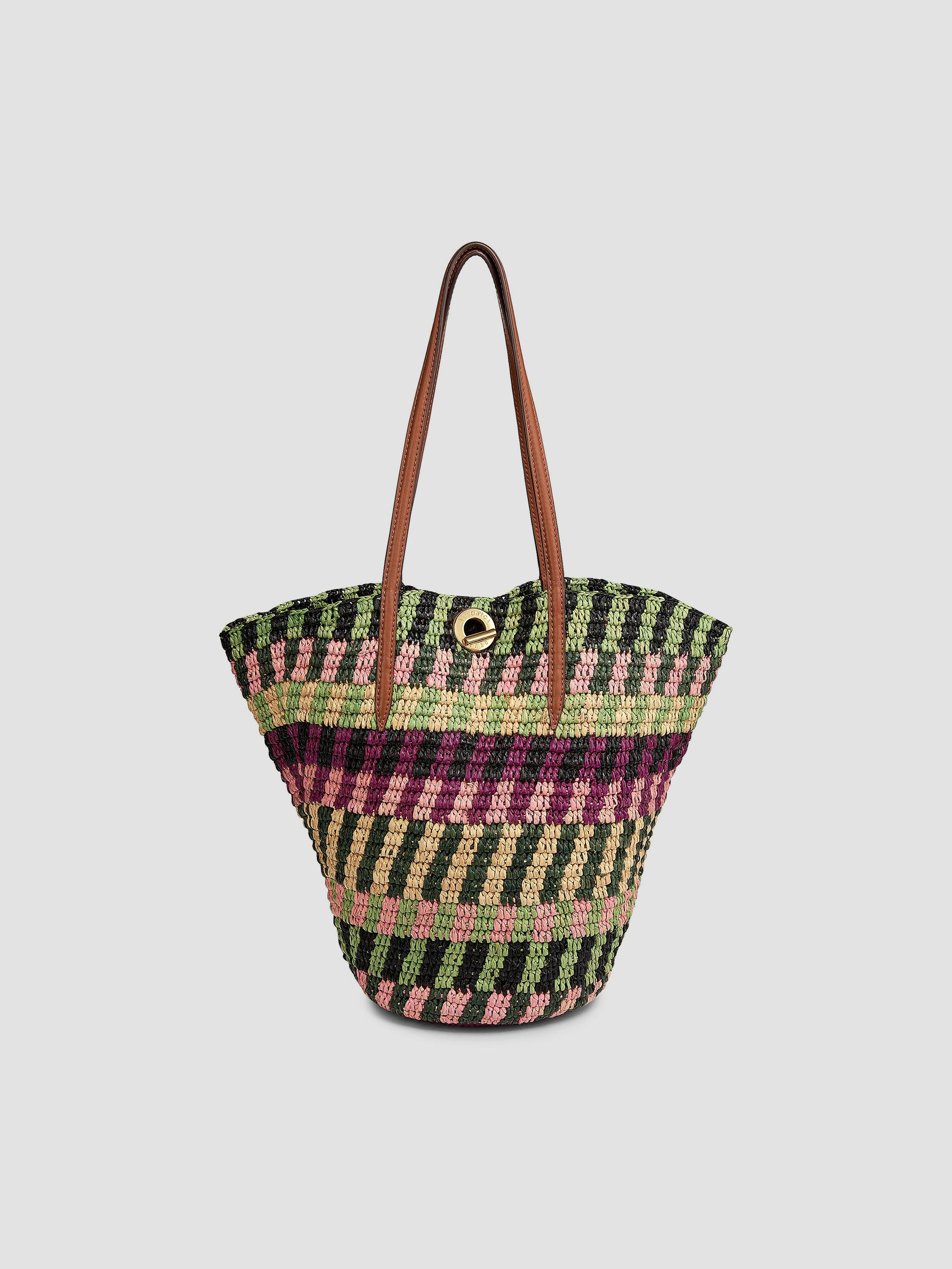 Veronica Beard Women's Striped Raffia Tote Bag - Berry | Thumbnail 7