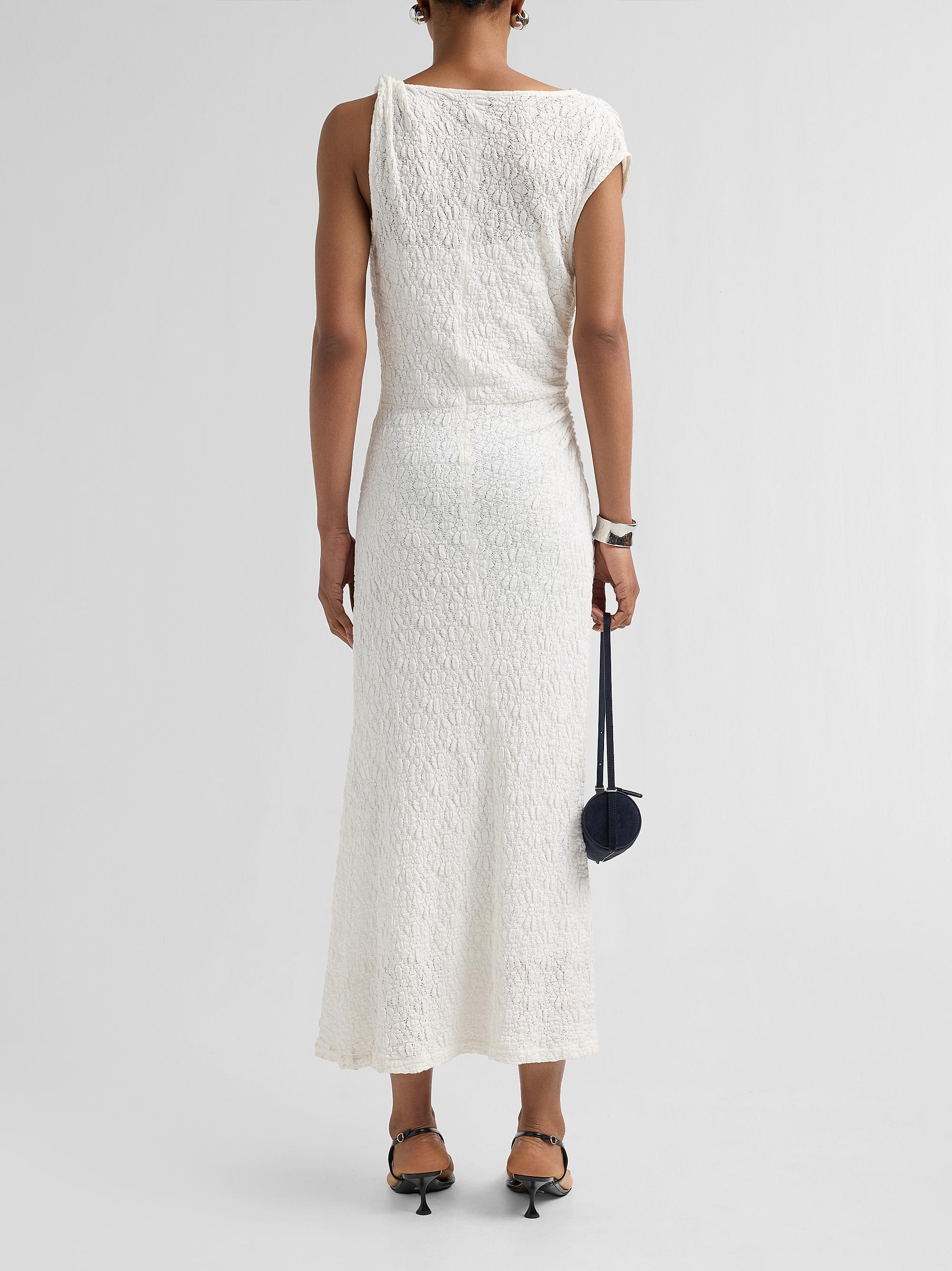 Proenza Schouler White Label Women's Astra Textured Cotton-Blend Ruched Midi Dress - Alabaster | Thumbnail 3