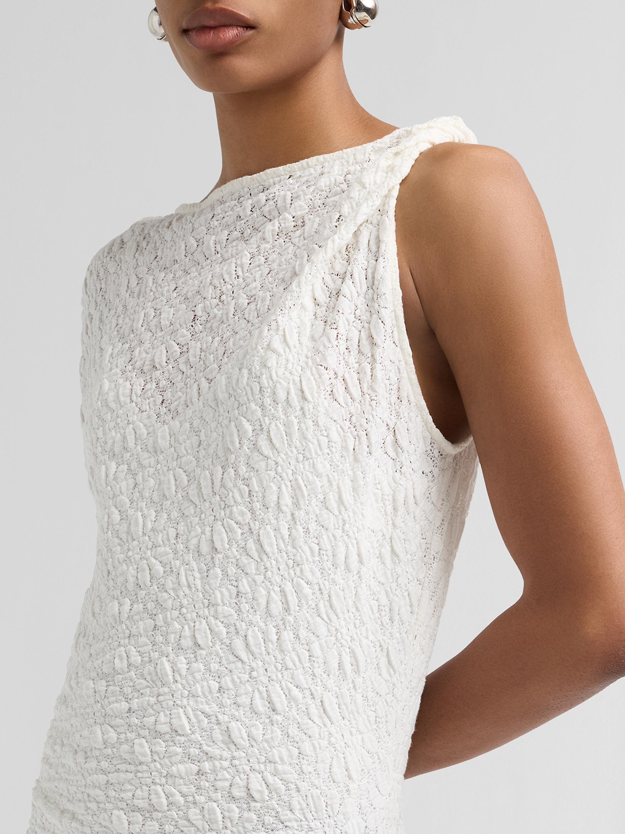 Proenza Schouler White Label Women's Astra Textured Cotton-Blend Ruched Midi Dress - Alabaster | Thumbnail 5