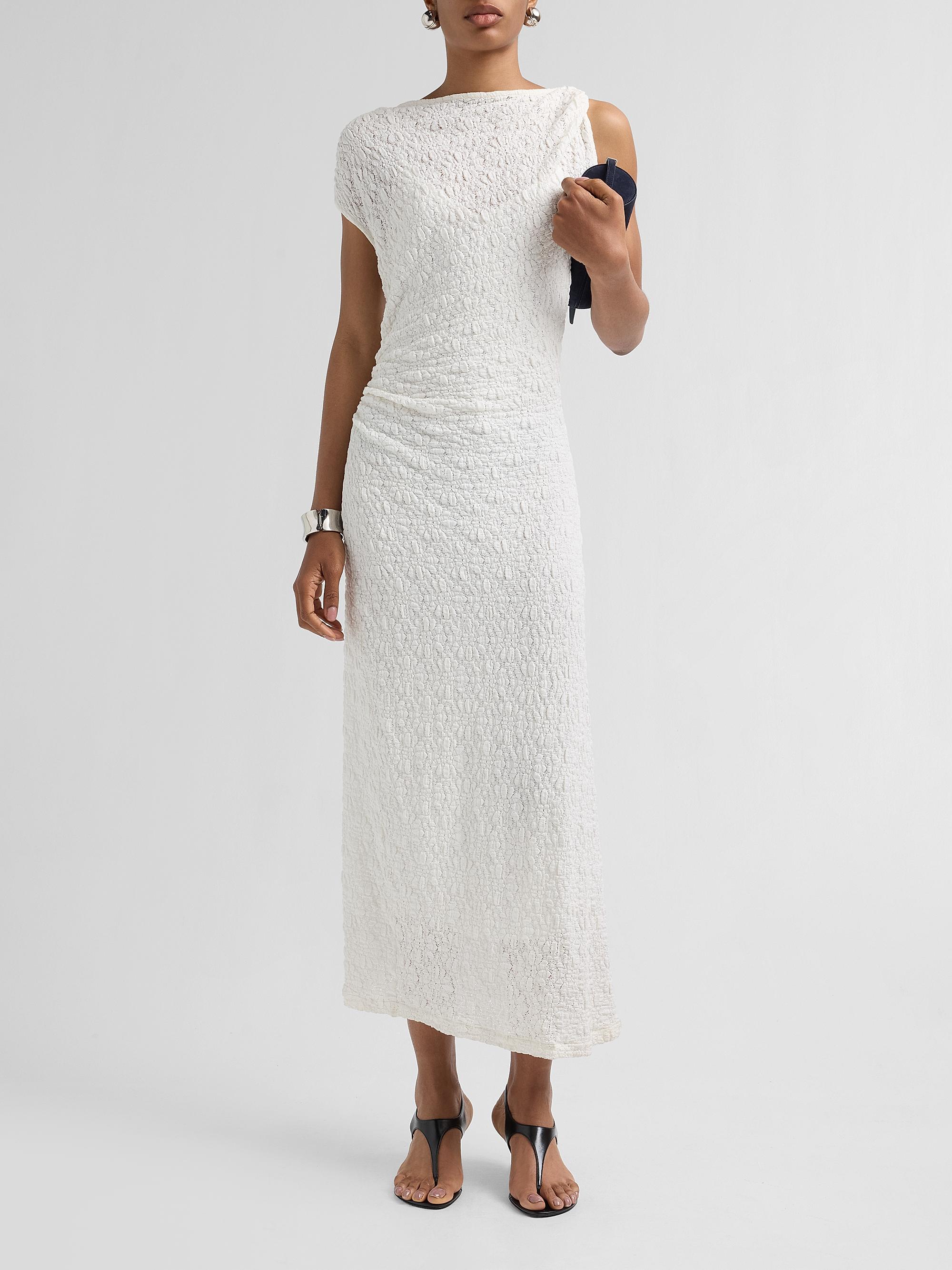 Proenza Schouler White Label Women's Astra Textured Cotton-Blend Ruched Midi Dress - Alabaster | Thumbnail 2