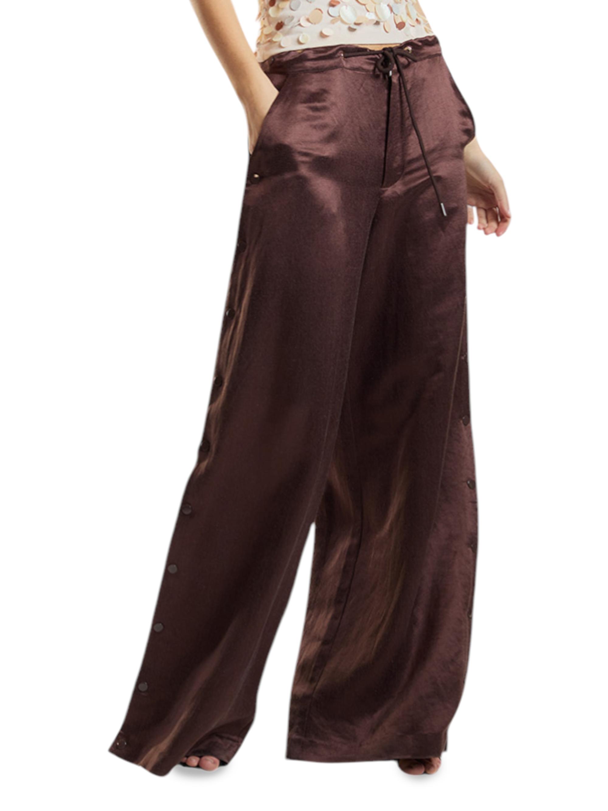 Cynthia Rowley Women's Breakaway Snap-Side Silk-Blend Wide-Leg Pants - White