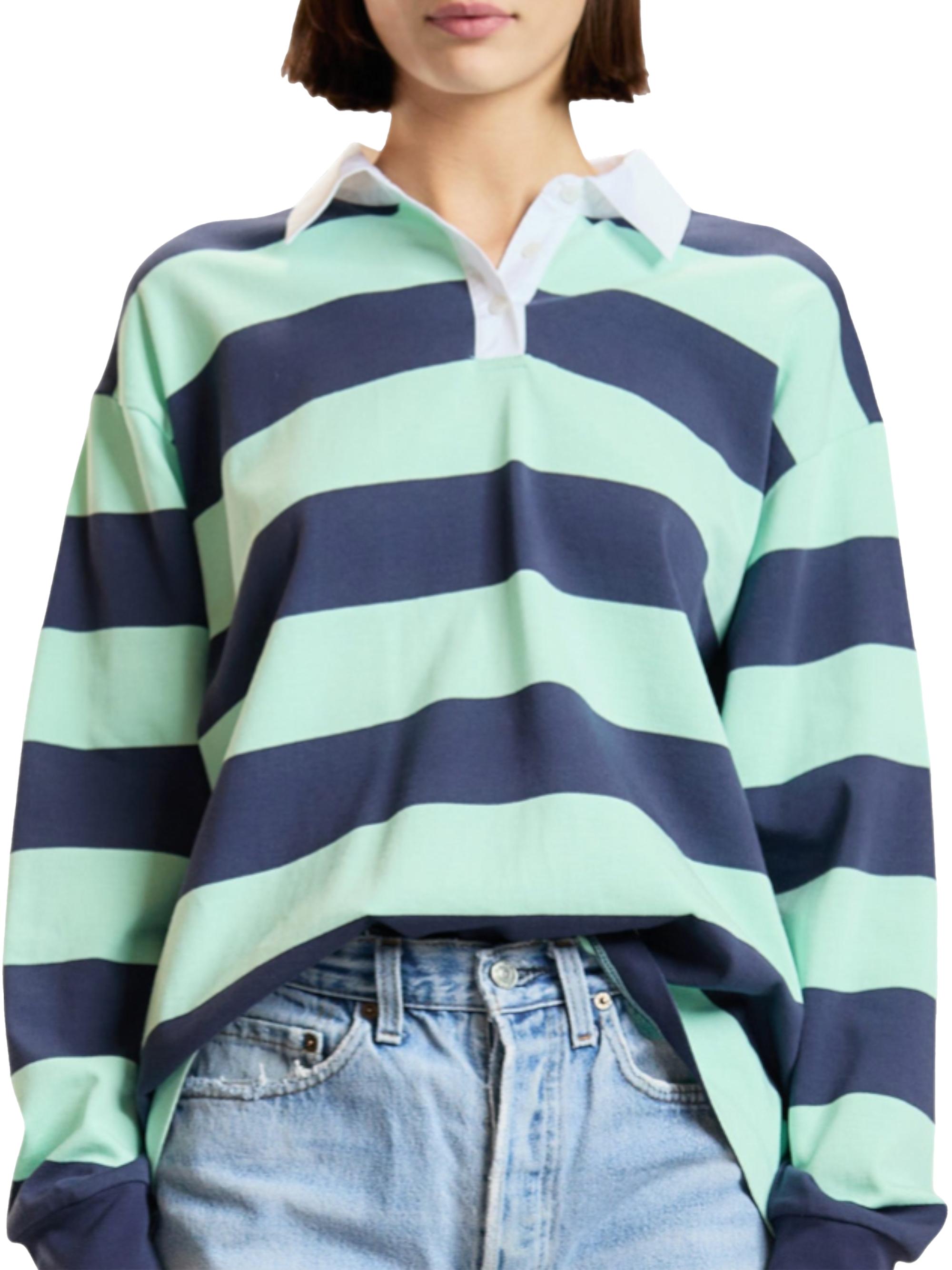Cynthia Rowley Women's Ardie Striped Cotton Rugby Shirt - Navy