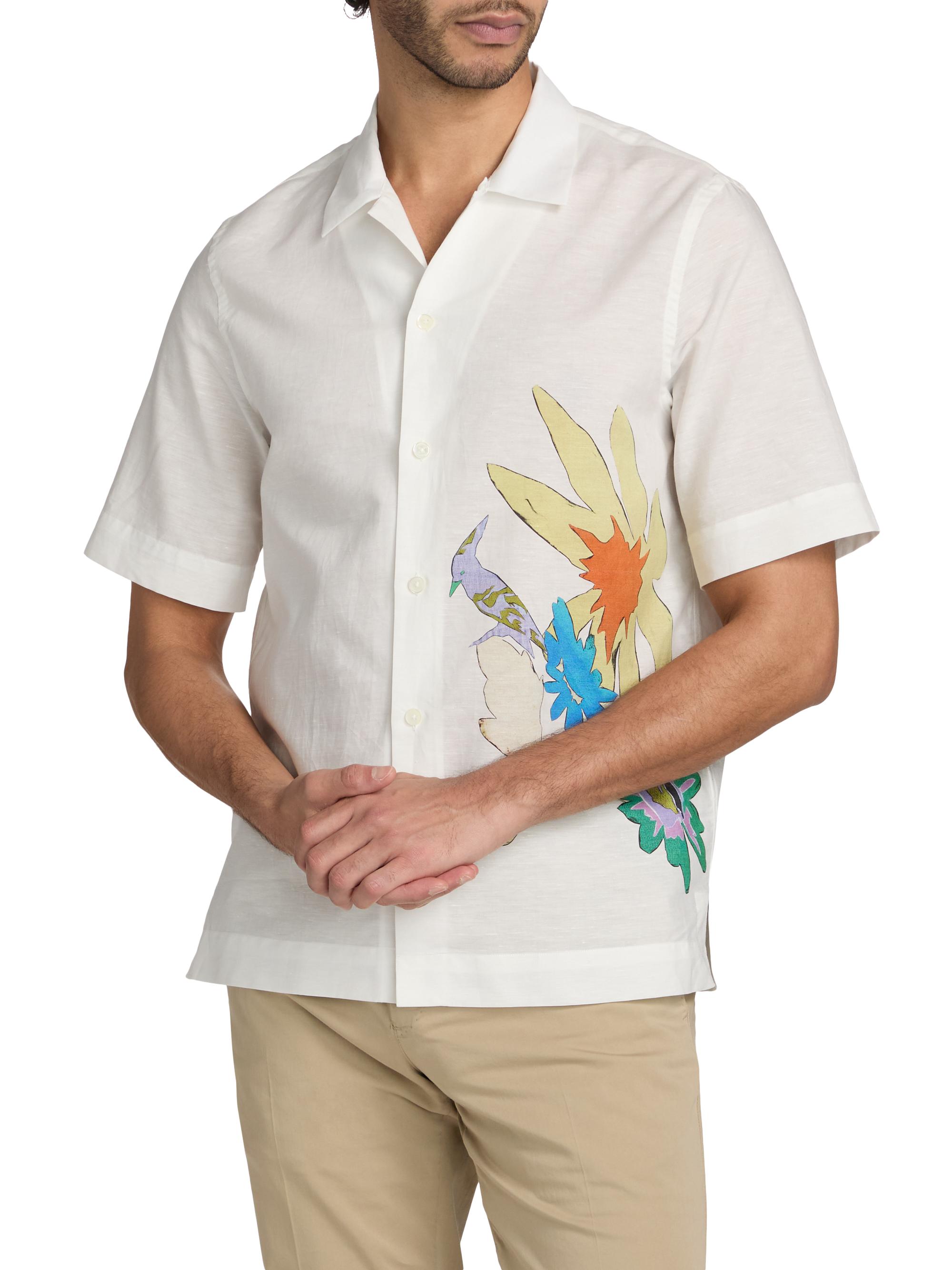 Paul Smith Men's Bird & Flowers Camp Shirt - White | Thumbnail 3