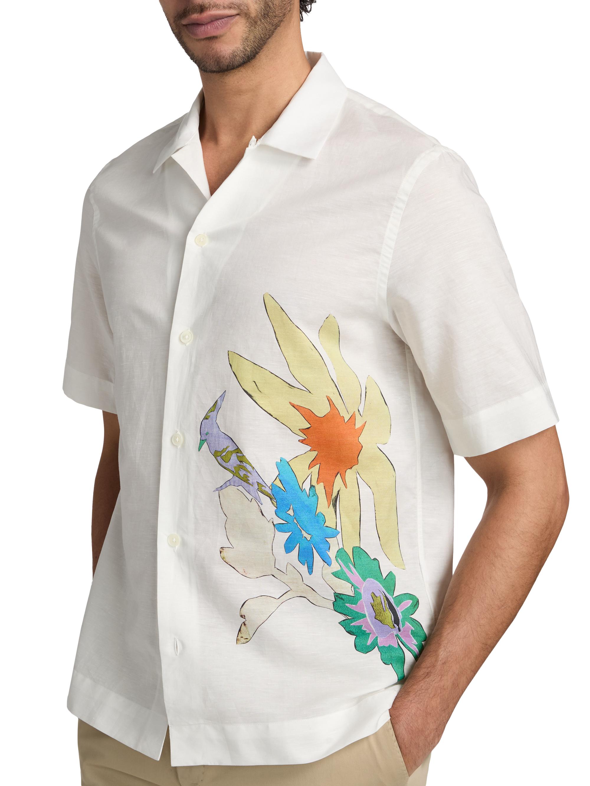 Paul Smith Men's Bird & Flowers Camp Shirt - White | Thumbnail 6