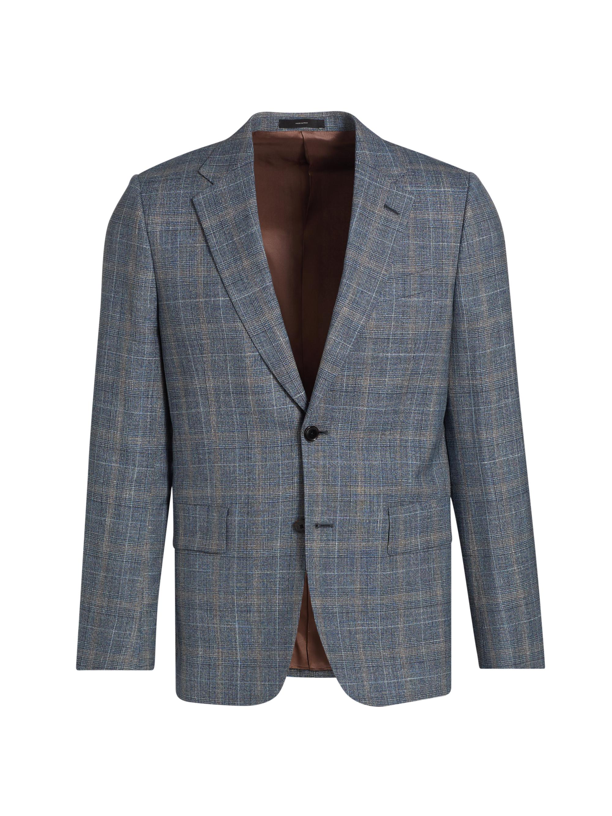 Paul Smith Men's Glen Plaid Wool-Blend Tailored-Fit Jacket - Greyish Blue | Thumbnail 8