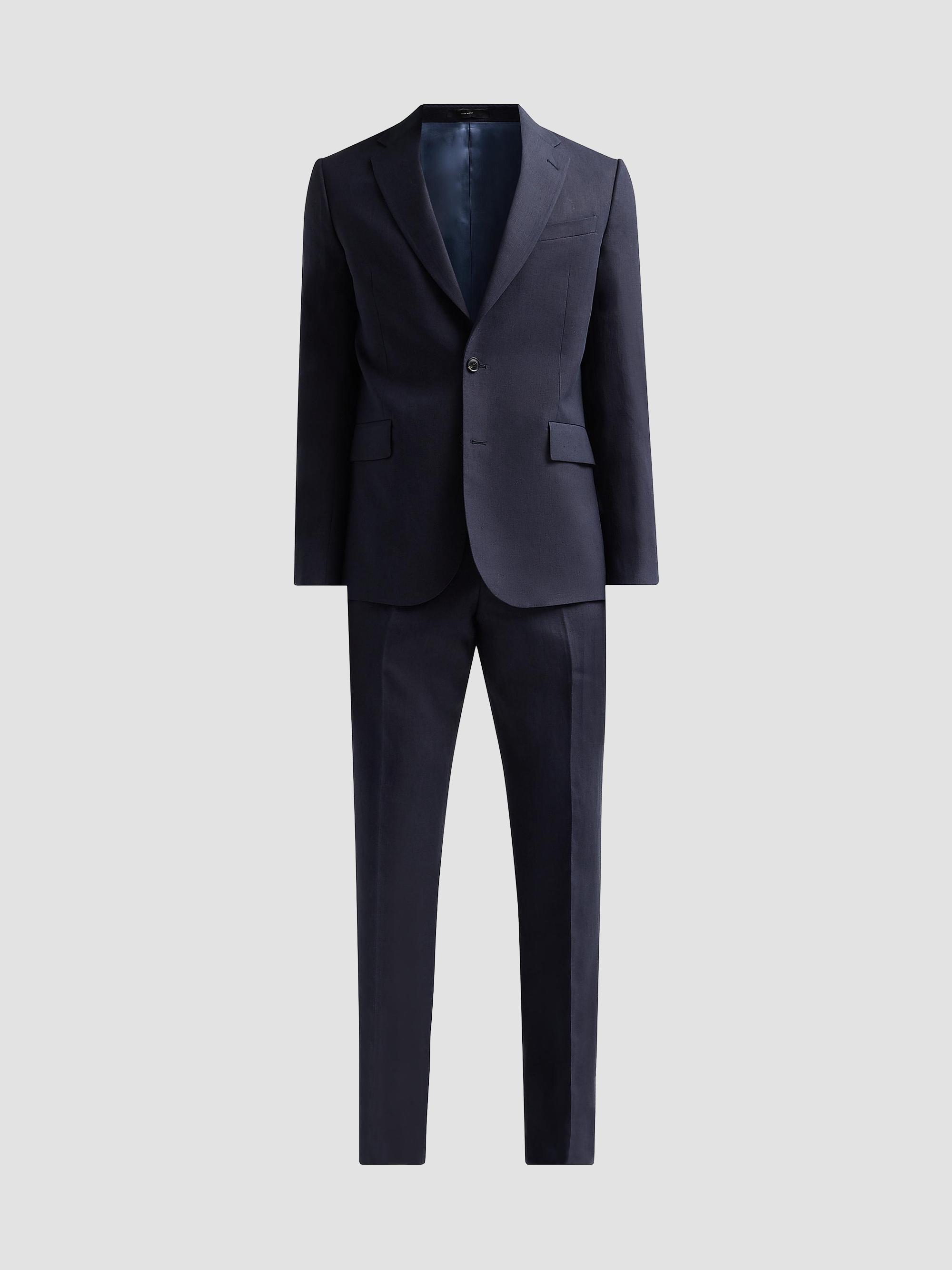 Paul Smith Men's Gents Tailored 2-Button Linen Suit - Very Dark Navy | Thumbnail 10