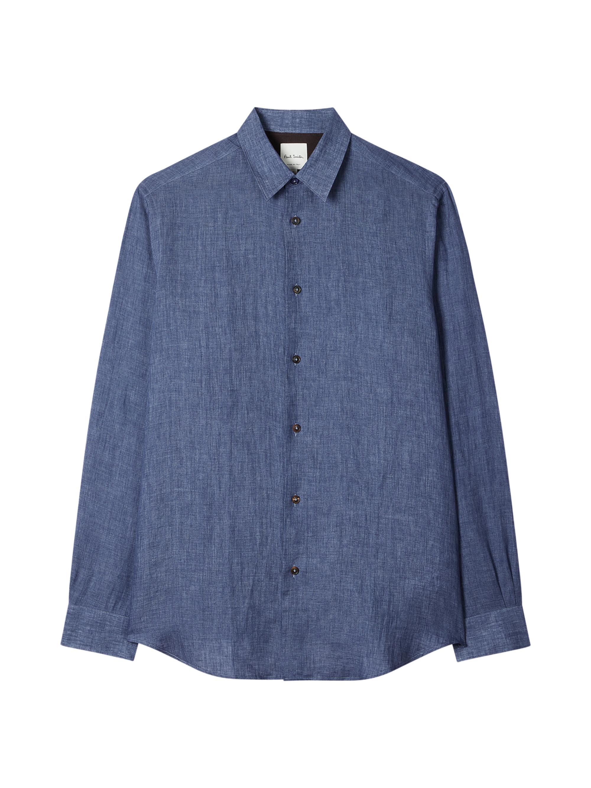 Paul Smith Men's Regular-Fit Linen Shirt - Indigo | Thumbnail 3
