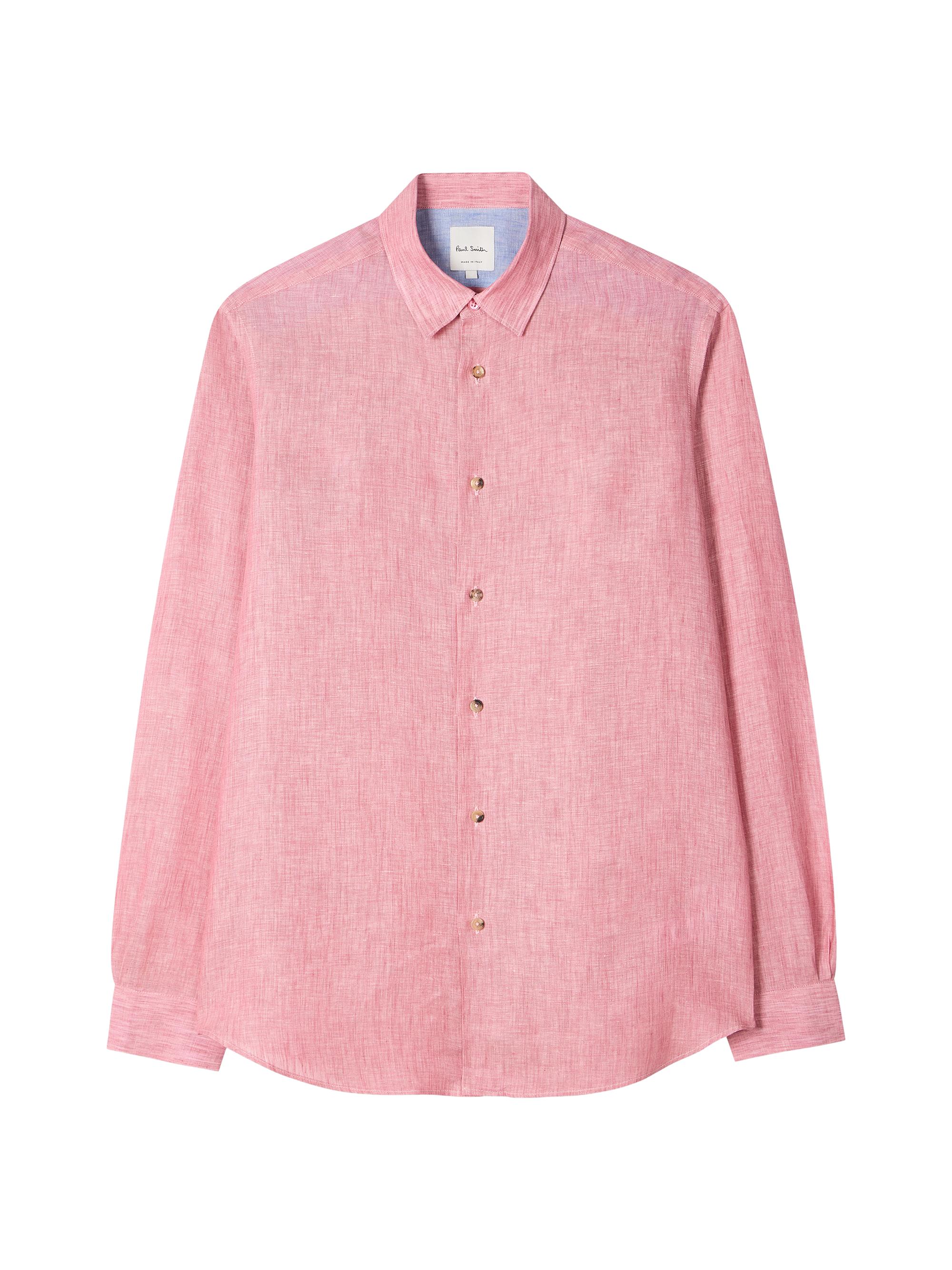 Paul Smith Men's Regular-Fit Linen Shirt - Powder Pink | Thumbnail 3